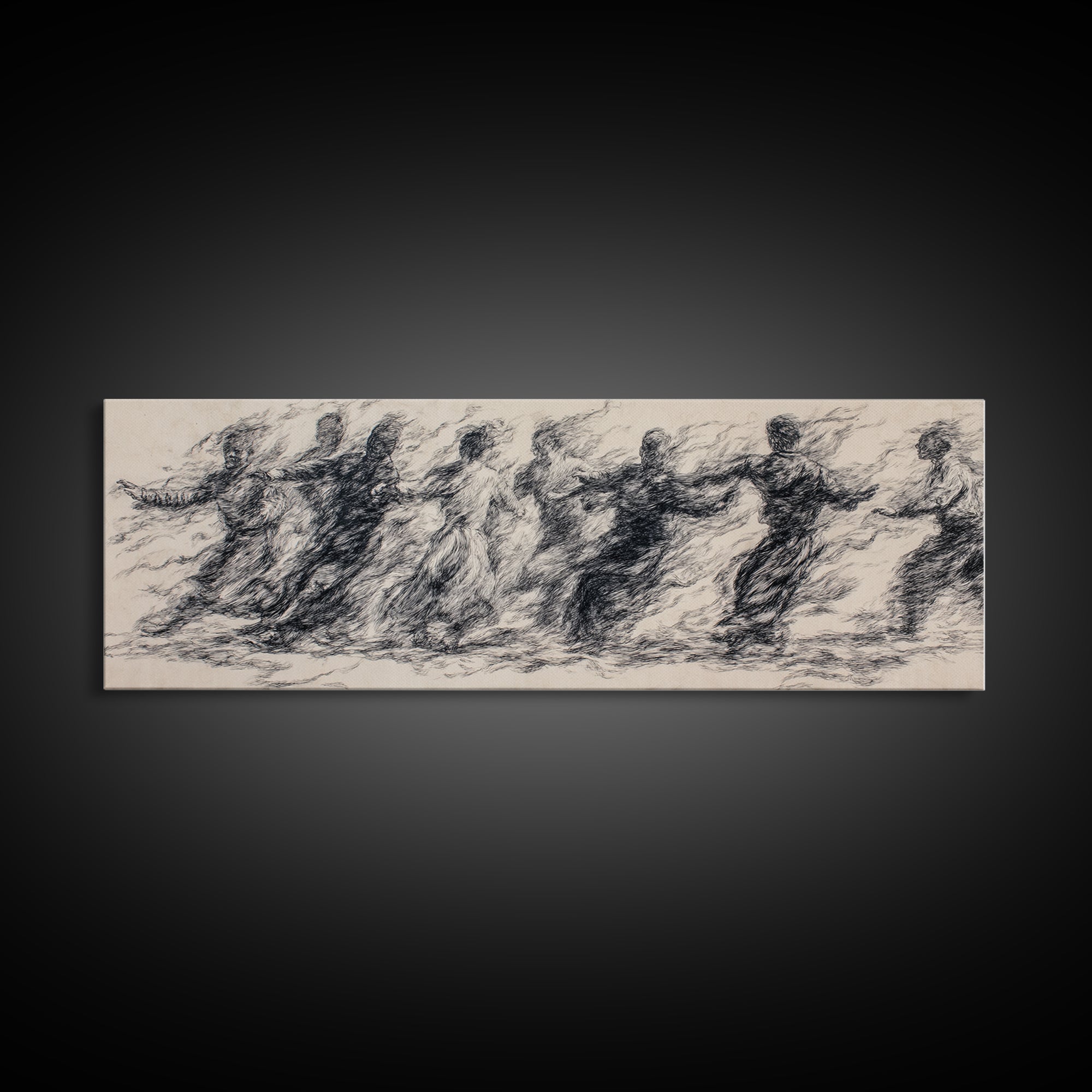Smoky Charcoal Figures In Motion Wall Art, Abstract African Art Print, Minimalist Black Decor, Contemporary Gallery Piece