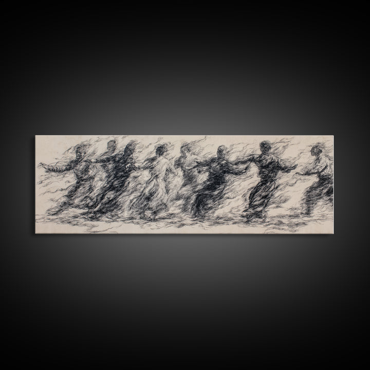 Smoky Charcoal Figures In Motion Wall Art, Abstract African Art Print, Minimalist Black Decor, Contemporary Gallery Piece