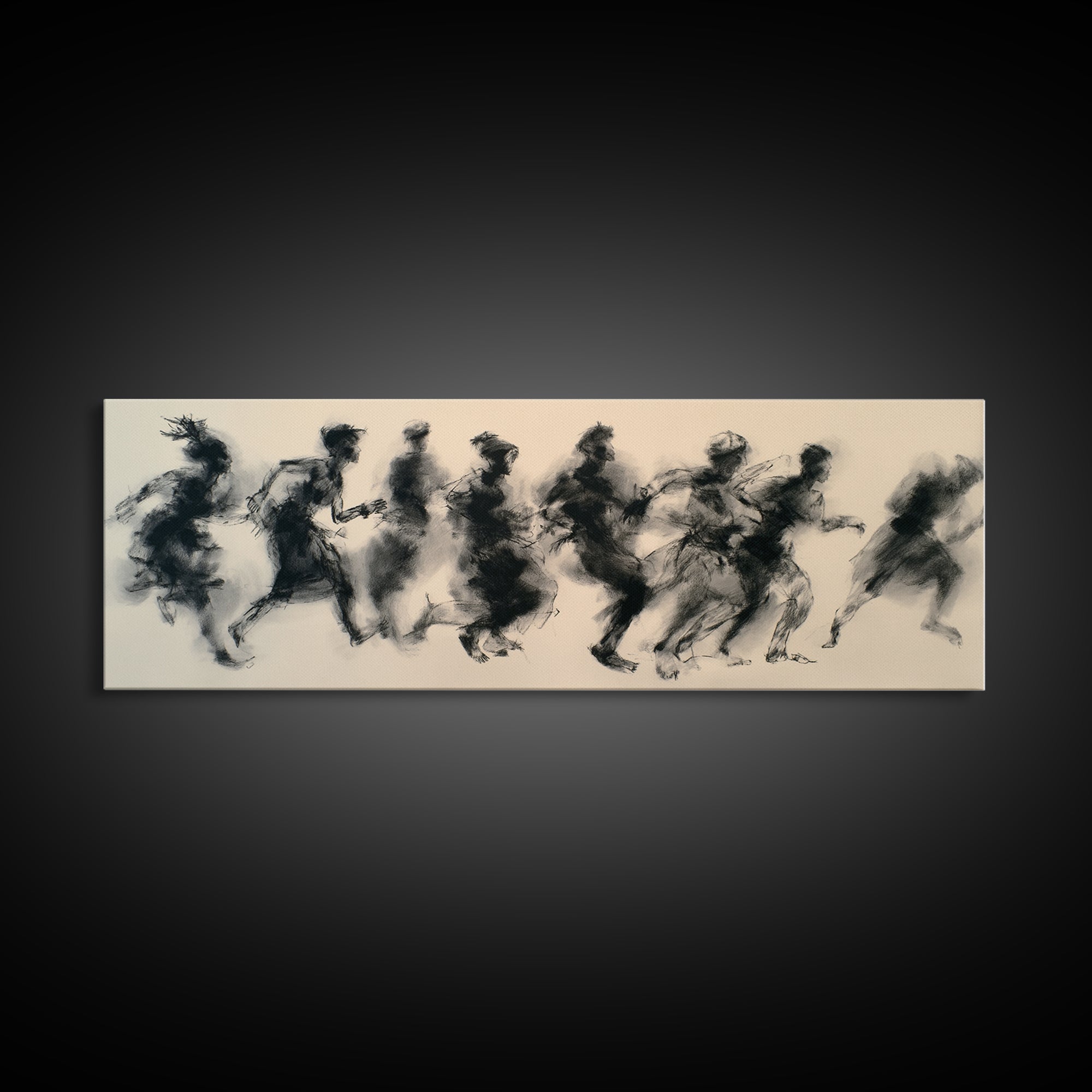 Running Silhouette Charcoal Study Wall Art, African Warrior Art, Abstract Black Art Print, Modern Office Decor, Statement Piece