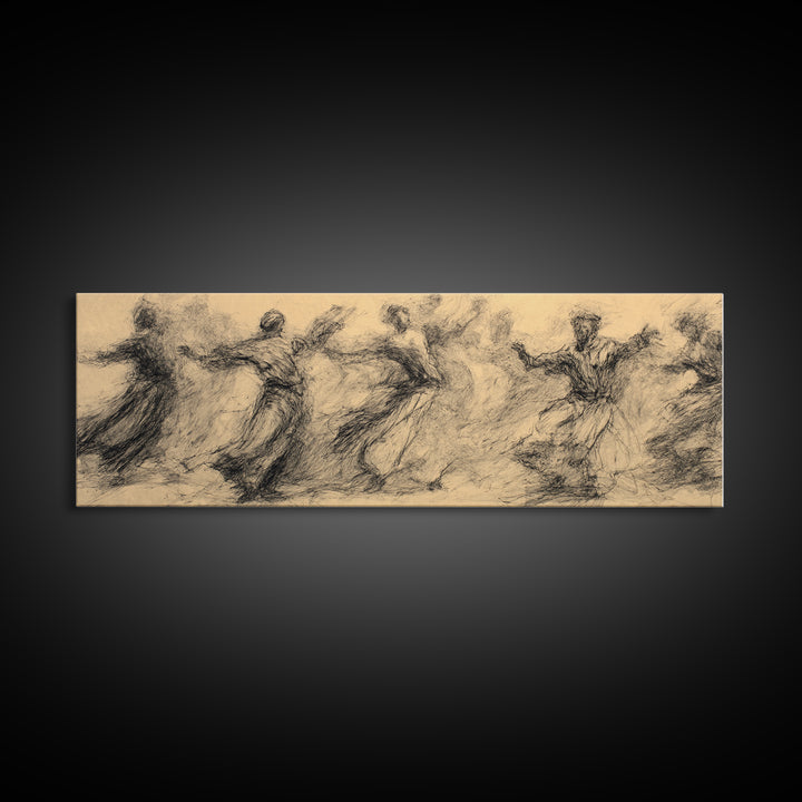 Flowing Traditional Dancers In Sepia Wall Art, African Women Art, Cultural Canvas Print, Boho Ethnic Home Decor Gift For Her
