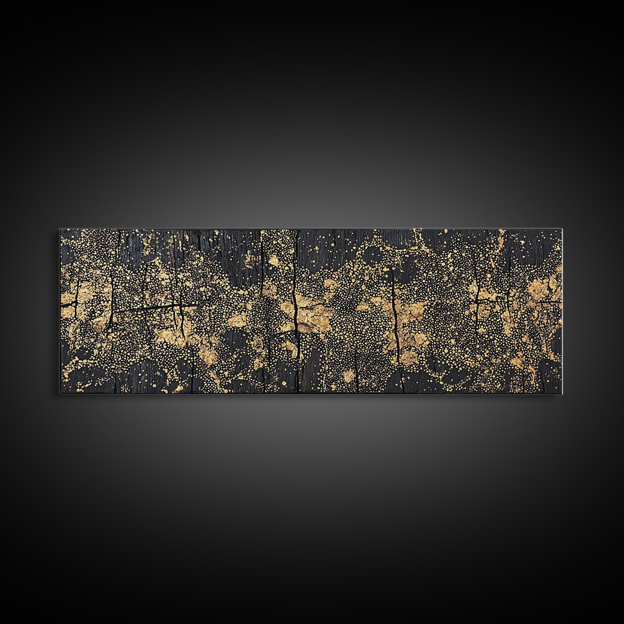 Gold Dot World Map Abstract Wall Art, African Travel Canvas Print, Black And Gold Design, Luxury Office Decor Gift For Him