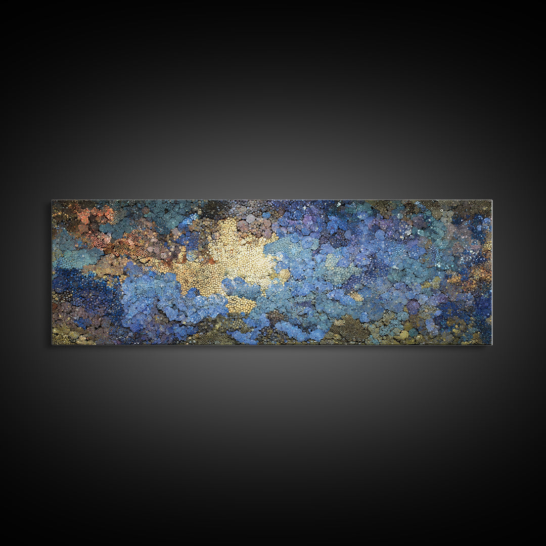Blue Gold Textured Abstract Wall Art, Modern African Inspired Canvas Decor, Earth Tone Art Print For Office Or Bedroom Decor