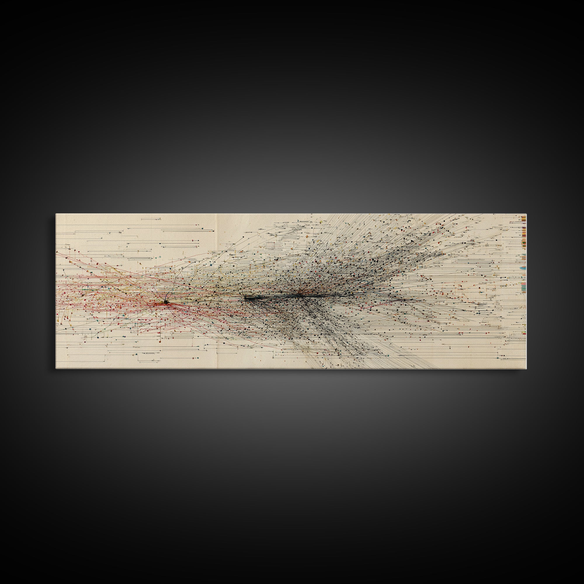 Abstract Migration Wall Art, Black And Red Particle Swarm, Minimalist Motion Drawing, Modern African Inspired Decor Canvas