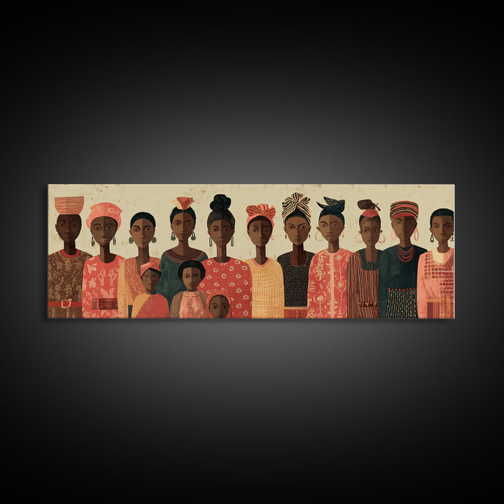 African Women Headwraps Canvas Print, Matriarch Family Portrait, Ankara Fashion Decor, Afrocentric Cultural Wall Art Gift