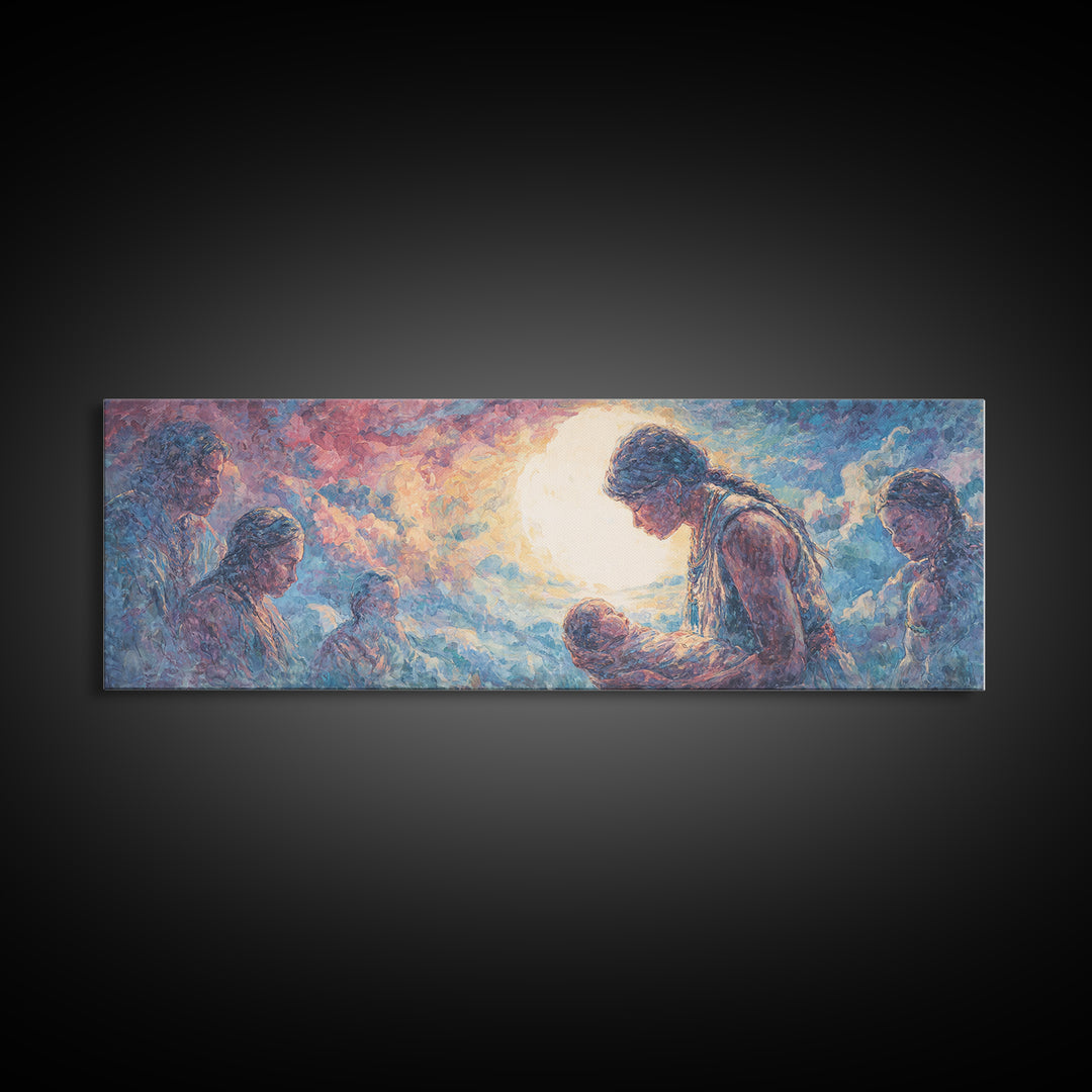 Tender Holy Family Nativity Wall Art, African American Art, Spiritual Black Family Portrait, Christian Home Decor Gift For Her