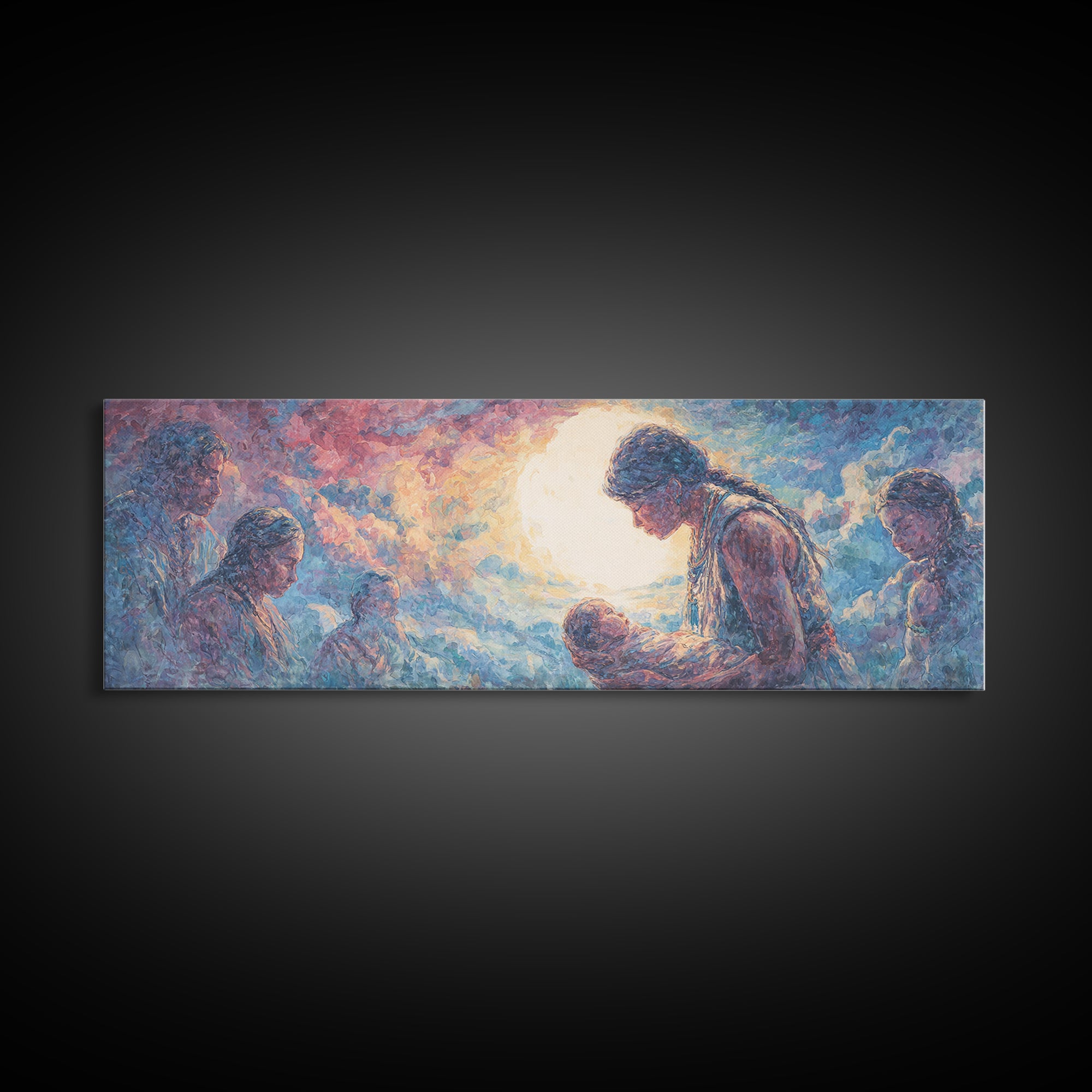 Tender Holy Family Nativity Wall Art, African American Art, Spiritual Black Family Portrait, Christian Home Decor Gift For Her