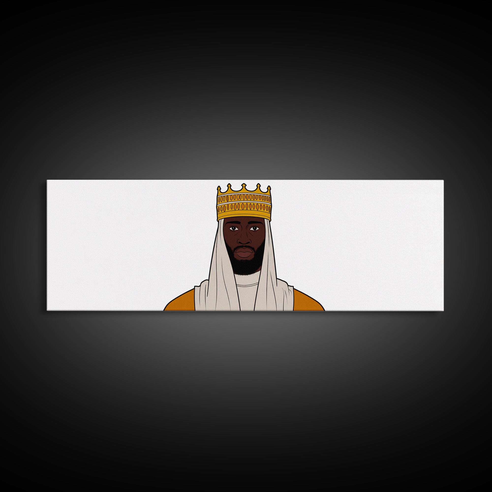 Crowned African King Portrait Canvas Print, Royal Black Man Wall Art, Minimalist Afrocentric Decor, Regal Home Gift For Him