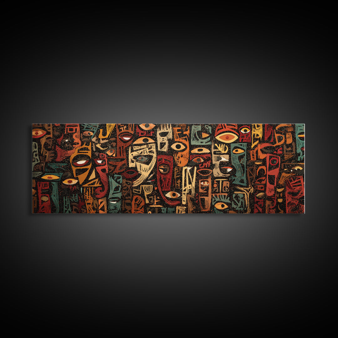 Abstract African Mask Canvas Print, Tribal Face Artwork, Afrocentric Wall Decor, Modern African Art For Bold Home Decor Gift