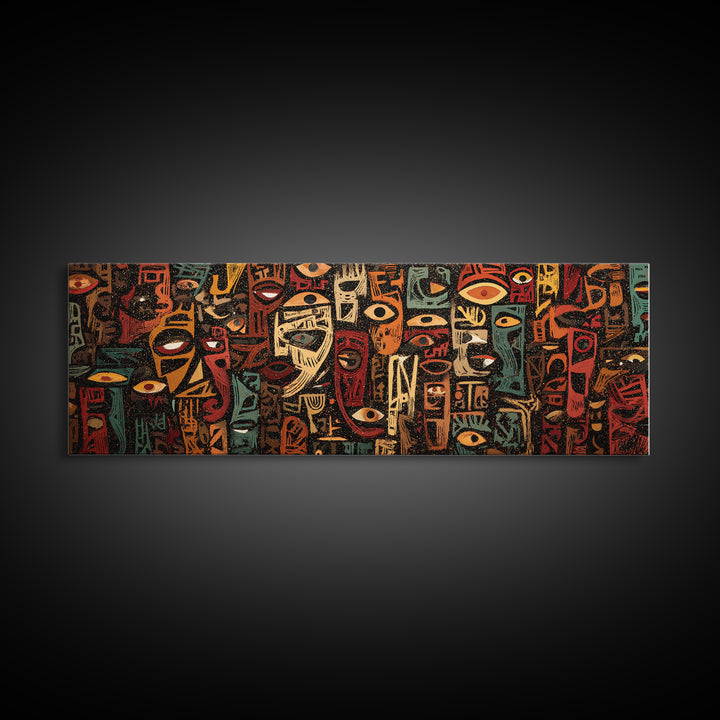 Abstract African Mask Canvas Print, Tribal Face Artwork, Afrocentric Wall Decor, Modern African Art For Bold Home Decor Gift