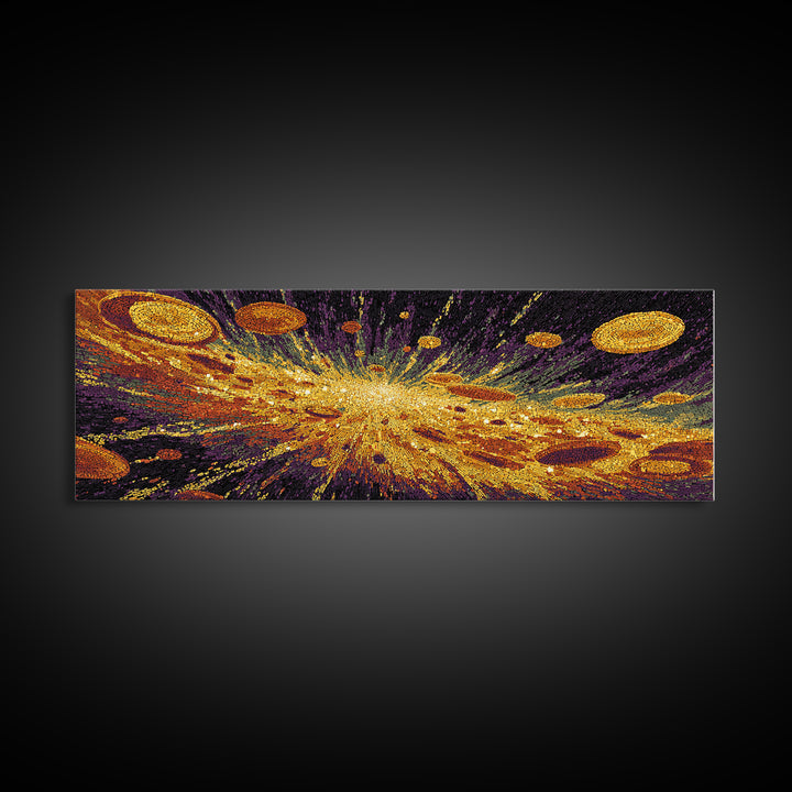 Golden Cosmic Burst Wall Art, Abstract Art, Black And Gold Art, Modern Wall Decor, Luxury Canvas Print, Statement Wall Decor