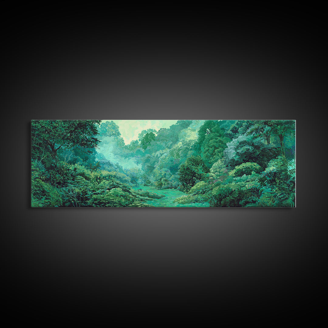 Misty Emerald African Rainforest Landscape Wall Art, Jungle African Safari Decor, Nature Scene Art, Green Living Room Decor
