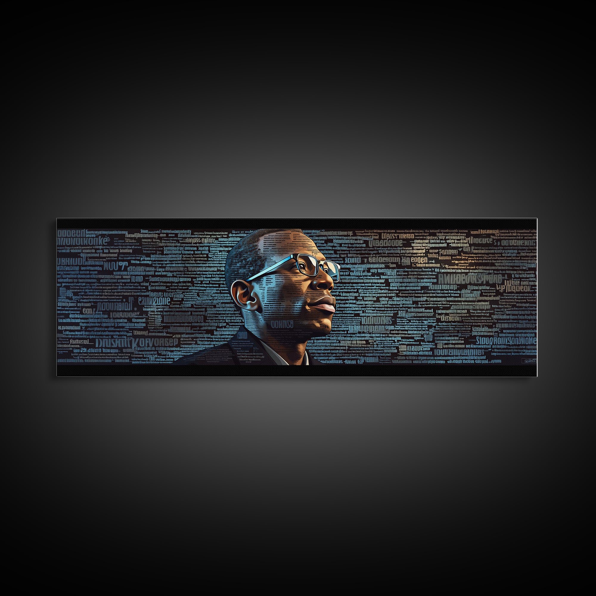 Black Man Portrait With Typographic Code Wall Art, Afrocentric Art, Modern Black Art, Office Decor, Digital Canvas Print