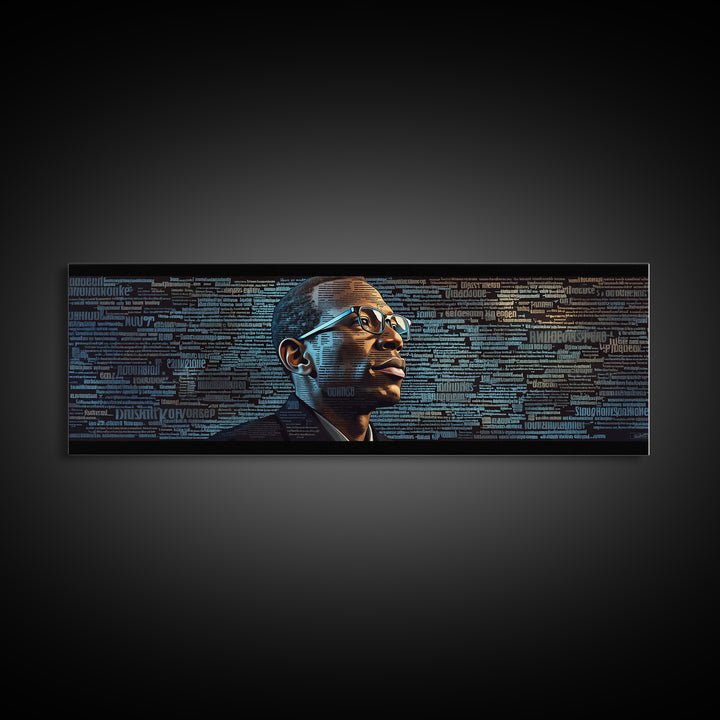 Black Man Portrait With Typographic Code Wall Art, Afrocentric Art, Modern Black Art, Office Decor, Digital Canvas Print