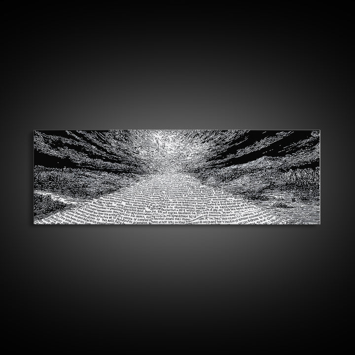 Monochrome Text Wave Abstract Wall Art, Black And White Art, Minimalist Canvas Print, Modern Office Decor, Statement Art