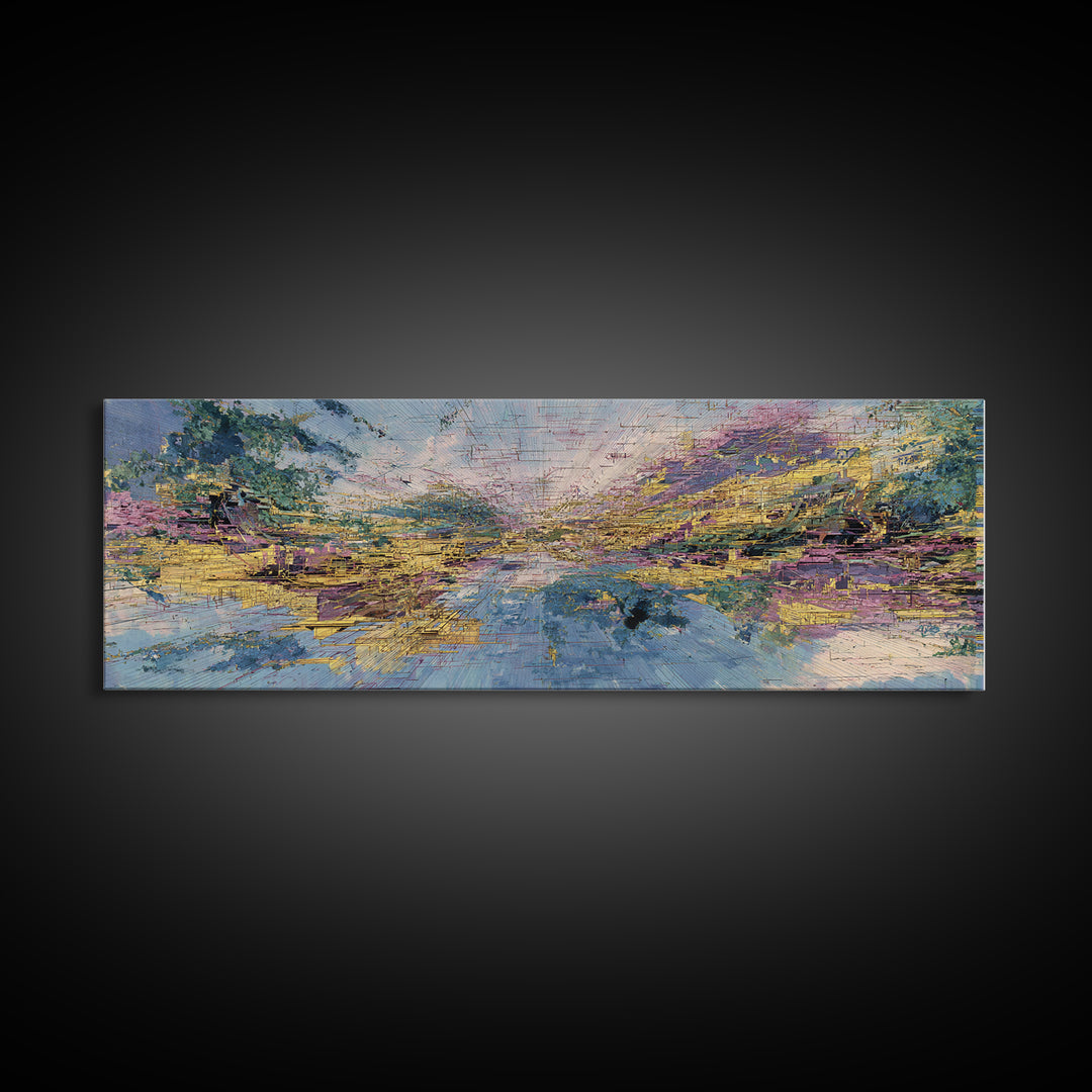Pastel River Valley Abstract Landscape Wall Art, African Landscape, Modern Canvas Art, Earth Tone Wall Decor, Large Decor Art