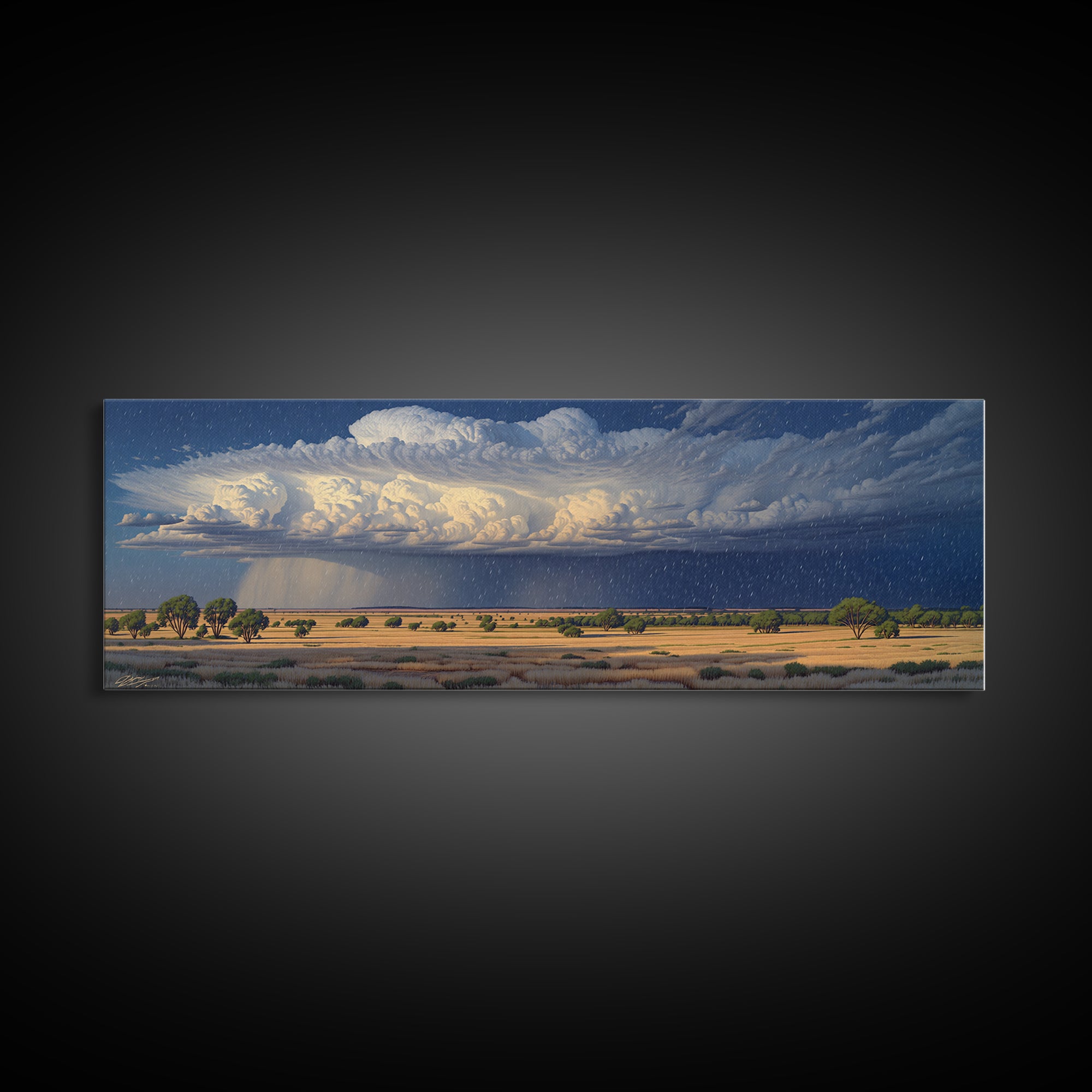 Savanna Storm Clouds With Acacia Trees Wall Art, African Safari Art, Serengeti Wall Art, Nature Scene Art, Living Room Decor