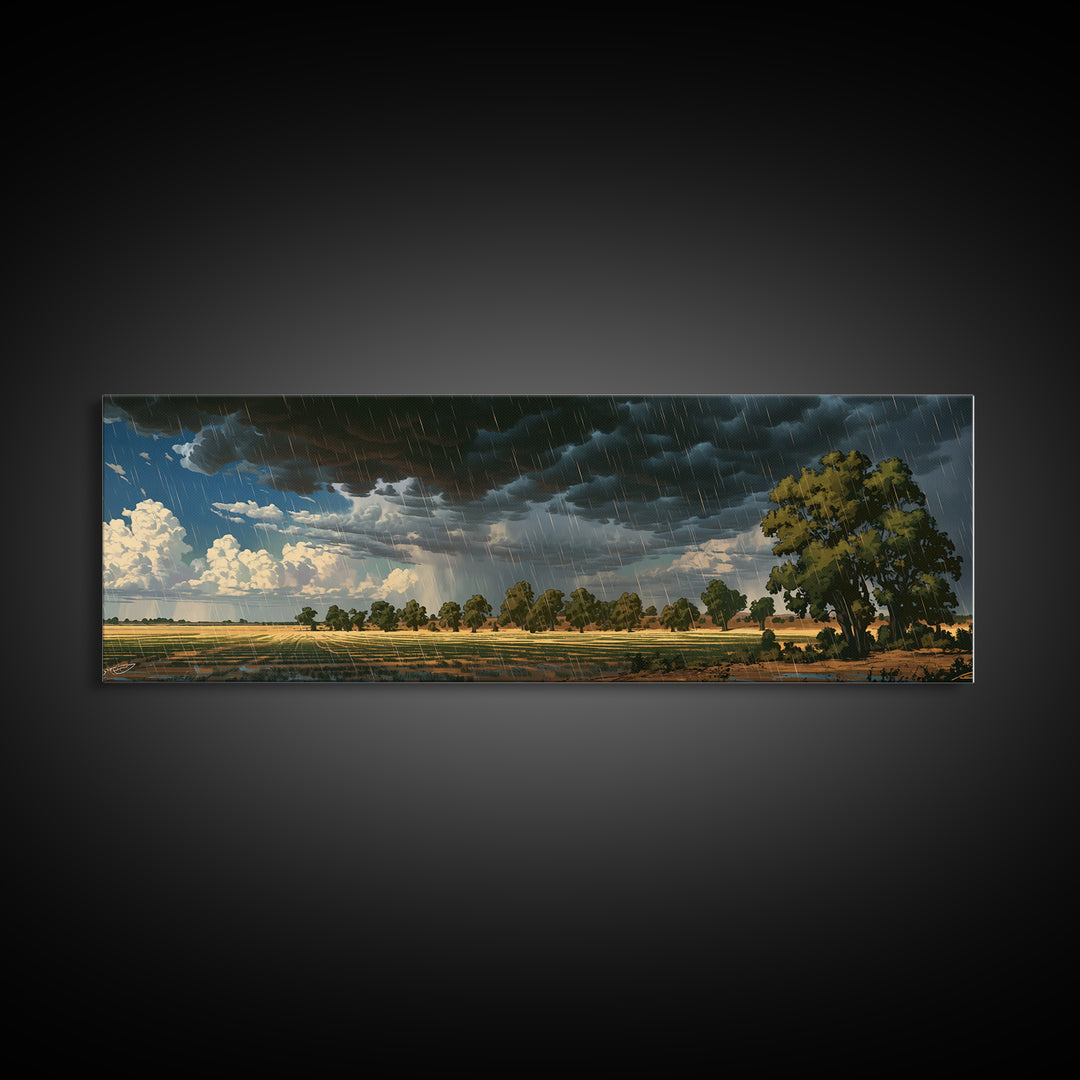 Dark Rainstorm Over Acacia Plain Canvas Print, African Landscape, African Safari Art, Nature Scene Art, Statement Wall Decor