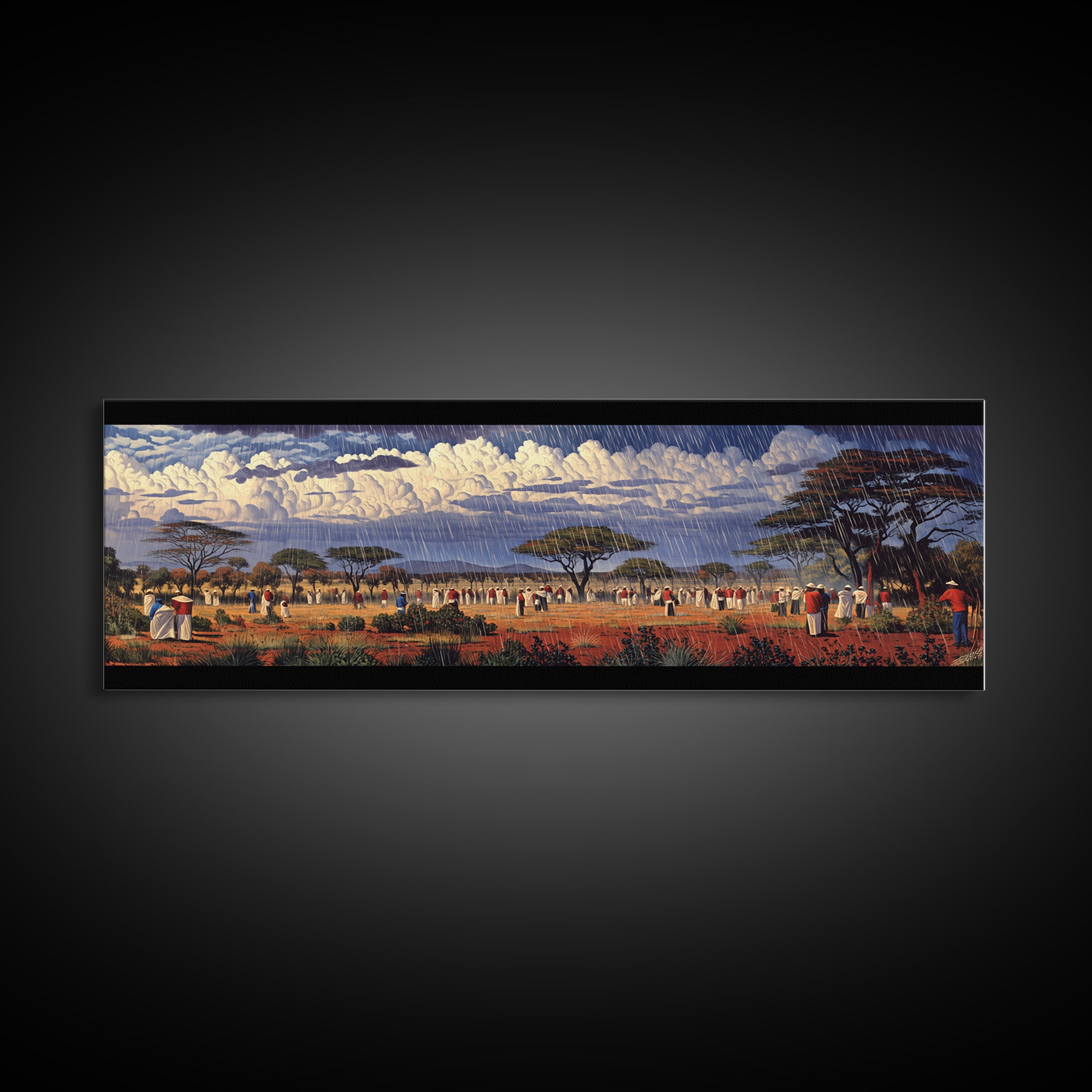 Rainy Acacia Plains Canvas Print, African Safari Landscape Wall Decor, Dramatic Cloud Art, Earth Tone Home Decor Gift For Him