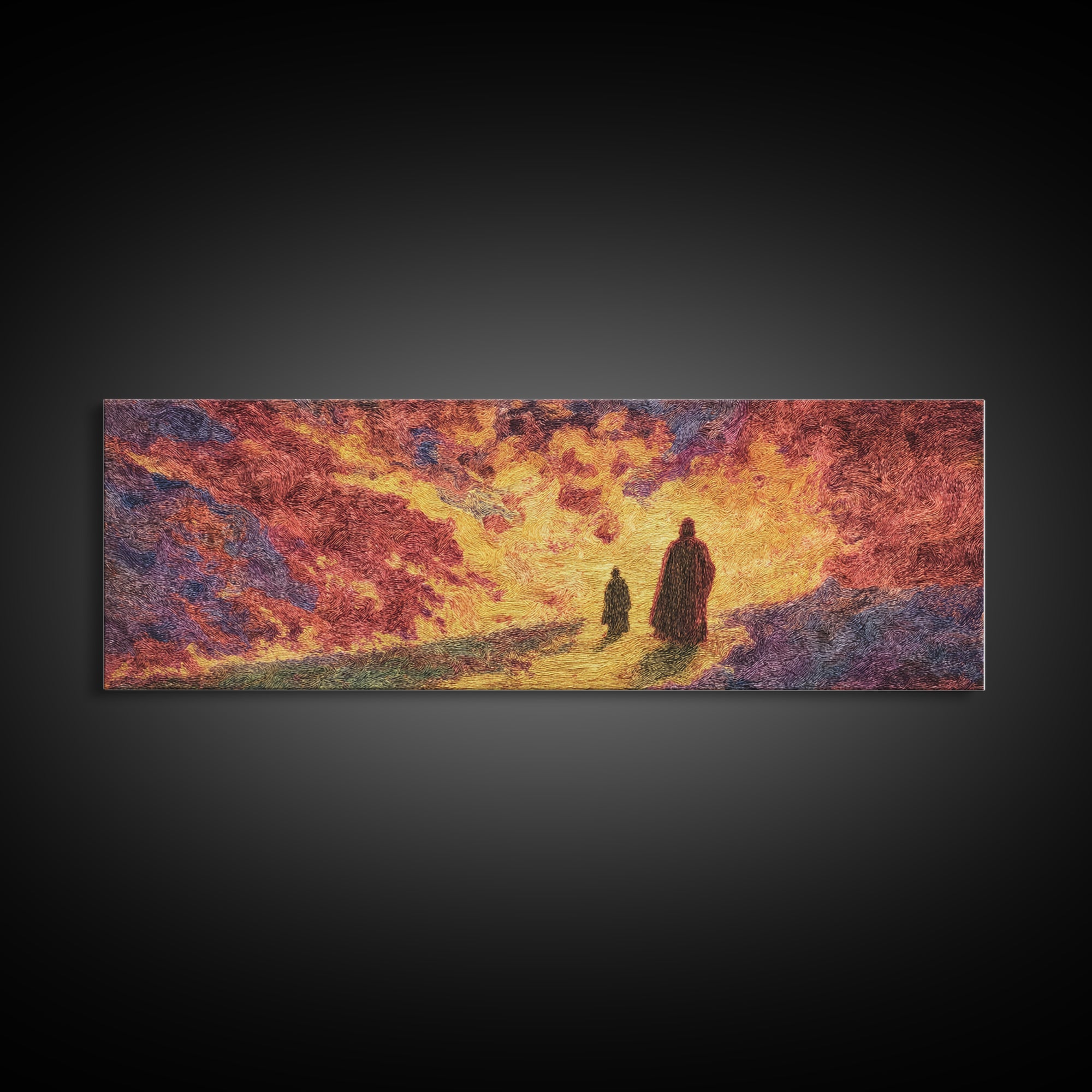 Fiery Abstract Journey Wall Art, African Inspired Orange Landscape, Dramatic Canvas Decor, Modern Statement Art Print Gift