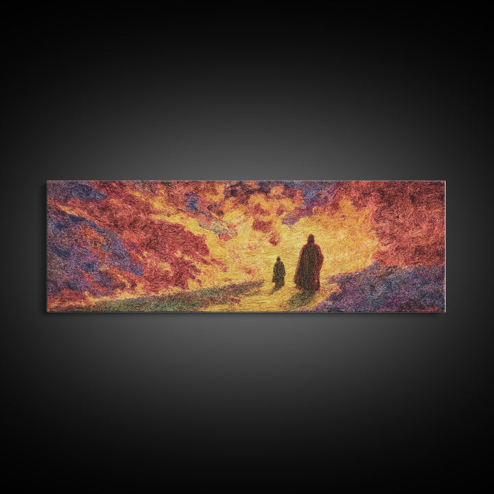 Fiery Abstract Journey Wall Art, African Inspired Orange Landscape, Dramatic Canvas Decor, Modern Statement Art Print Gift