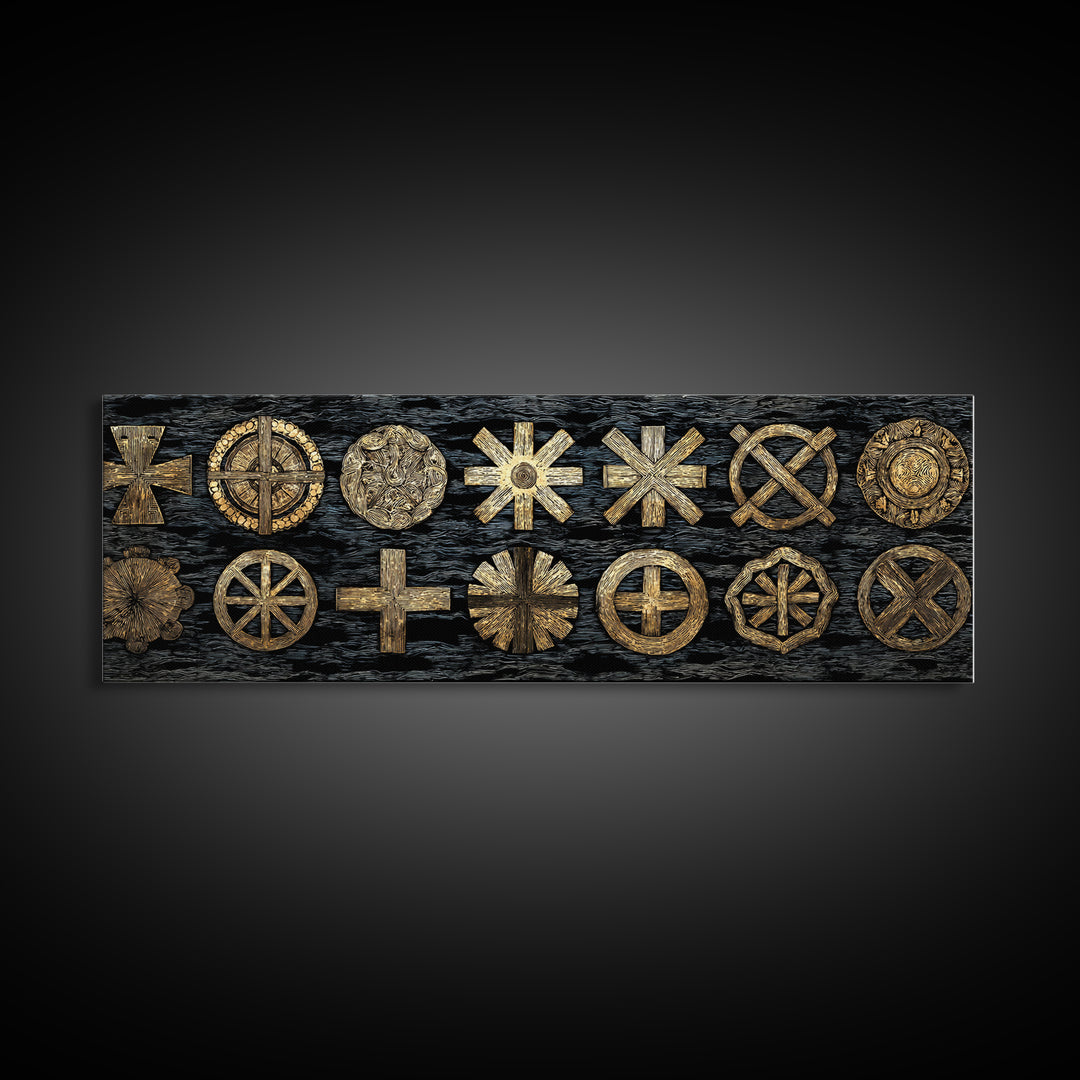 Gold Tribal Symbols On Black Texture, African Tribal Art Wall Art, Cultural Wall Decor, Ethnic Patterns, Bold Home Decor