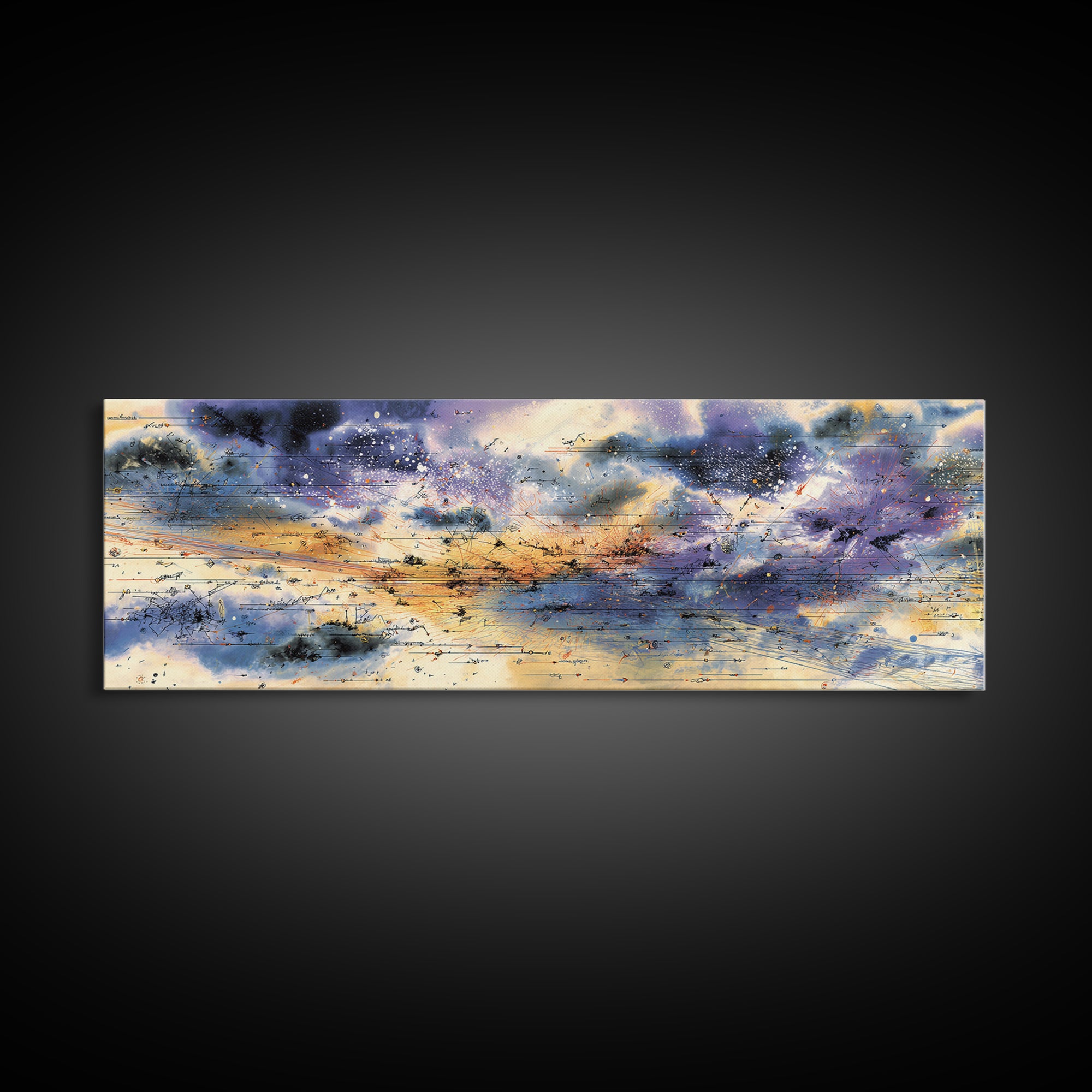 Stormy Abstract Horizon With Birds And Golden Light, African Inspired Canvas Print, Contemporary Wall Art, Elegant Home Decor
