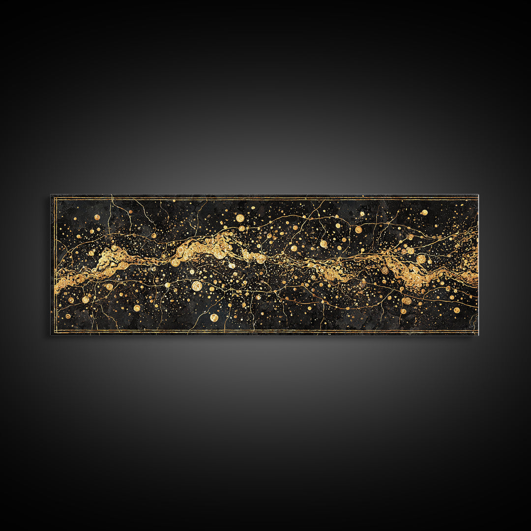 Black And Gold Abstract Splatter Wall Art, Luxury Canvas Print, Modern African Art Decor, Statement Living Room Decor, Office Decor