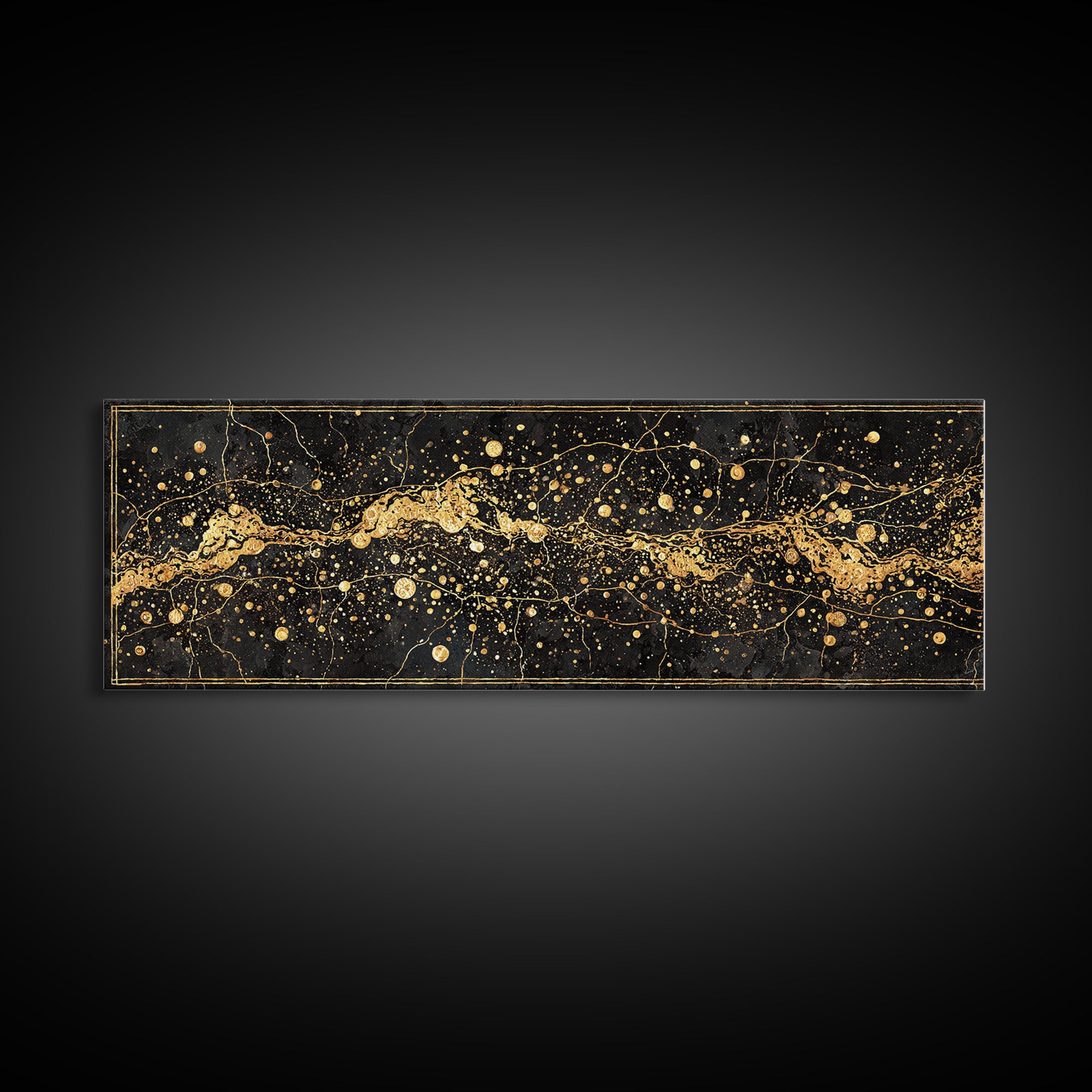 Black And Gold Abstract Splatter Wall Art, Luxury Canvas Print, Modern African Art Decor, Statement Living Room Decor, Office Decor