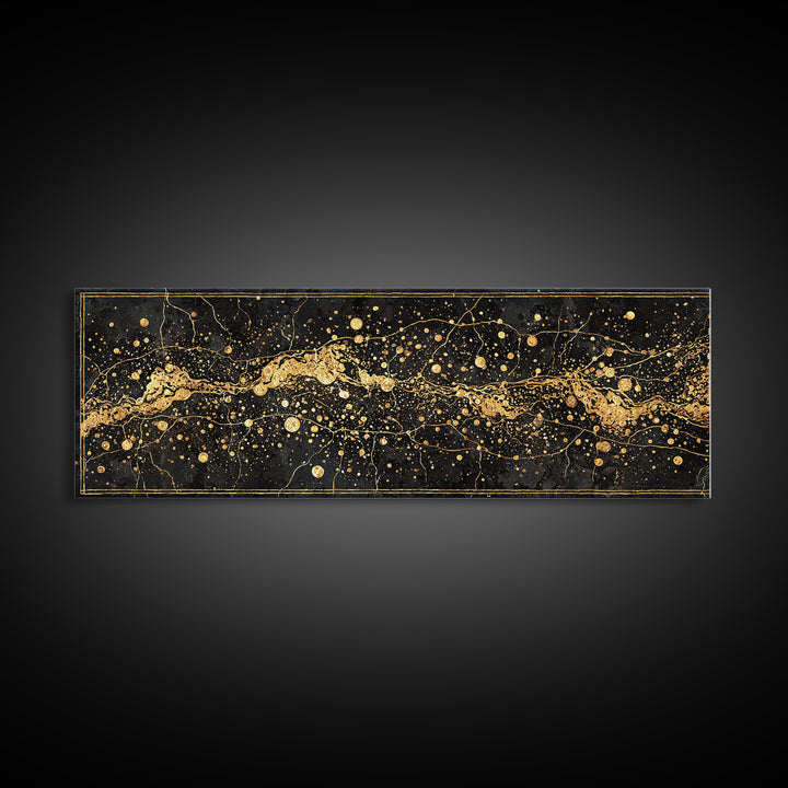Black And Gold Abstract Splatter Wall Art, Luxury Canvas Print, Modern African Art Decor, Statement Living Room Decor, Office Decor