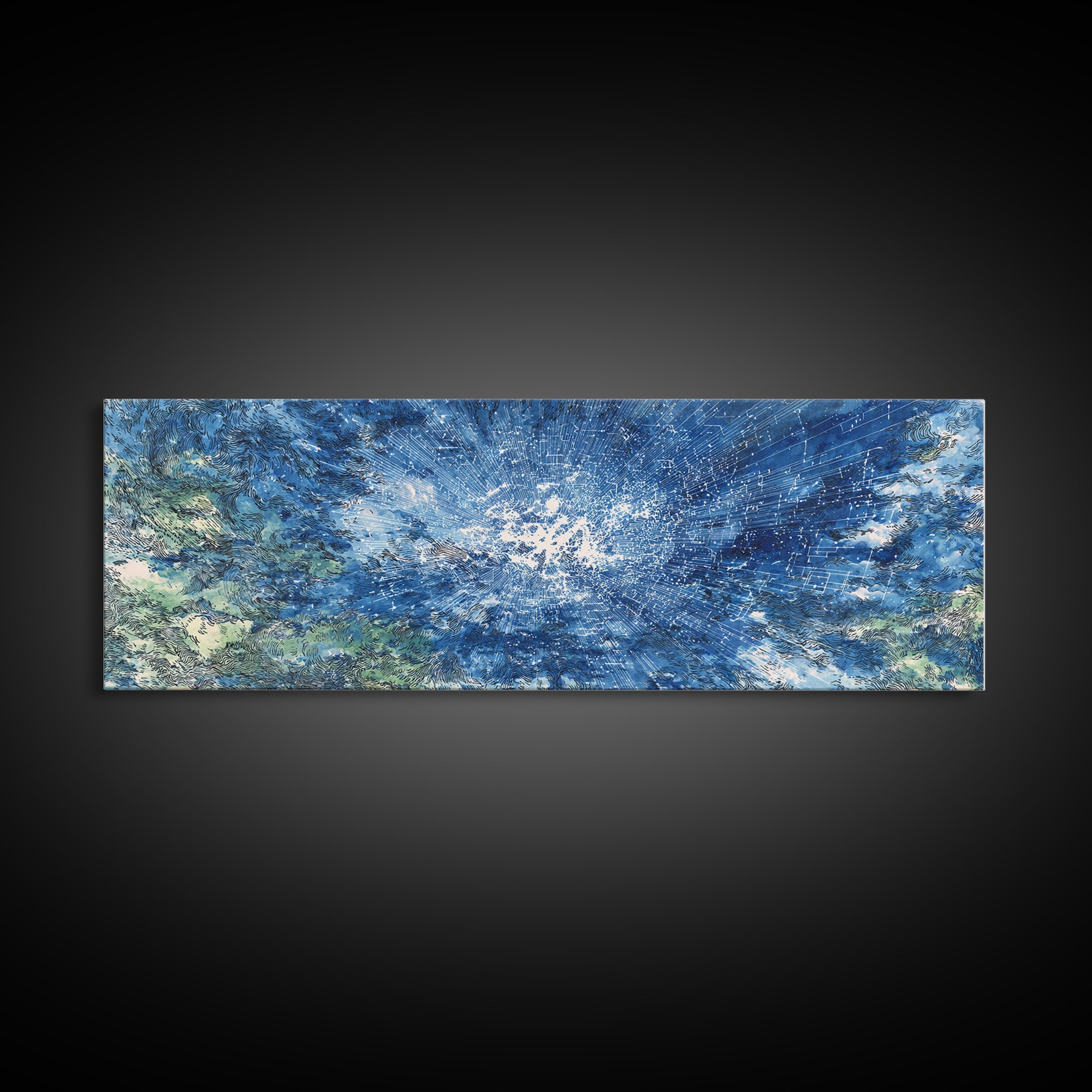 Blue White Ocean Splash Abstract Wall Art, Modern Canvas Print, Coastal African Inspired Decor, Large Living Room Art Gift