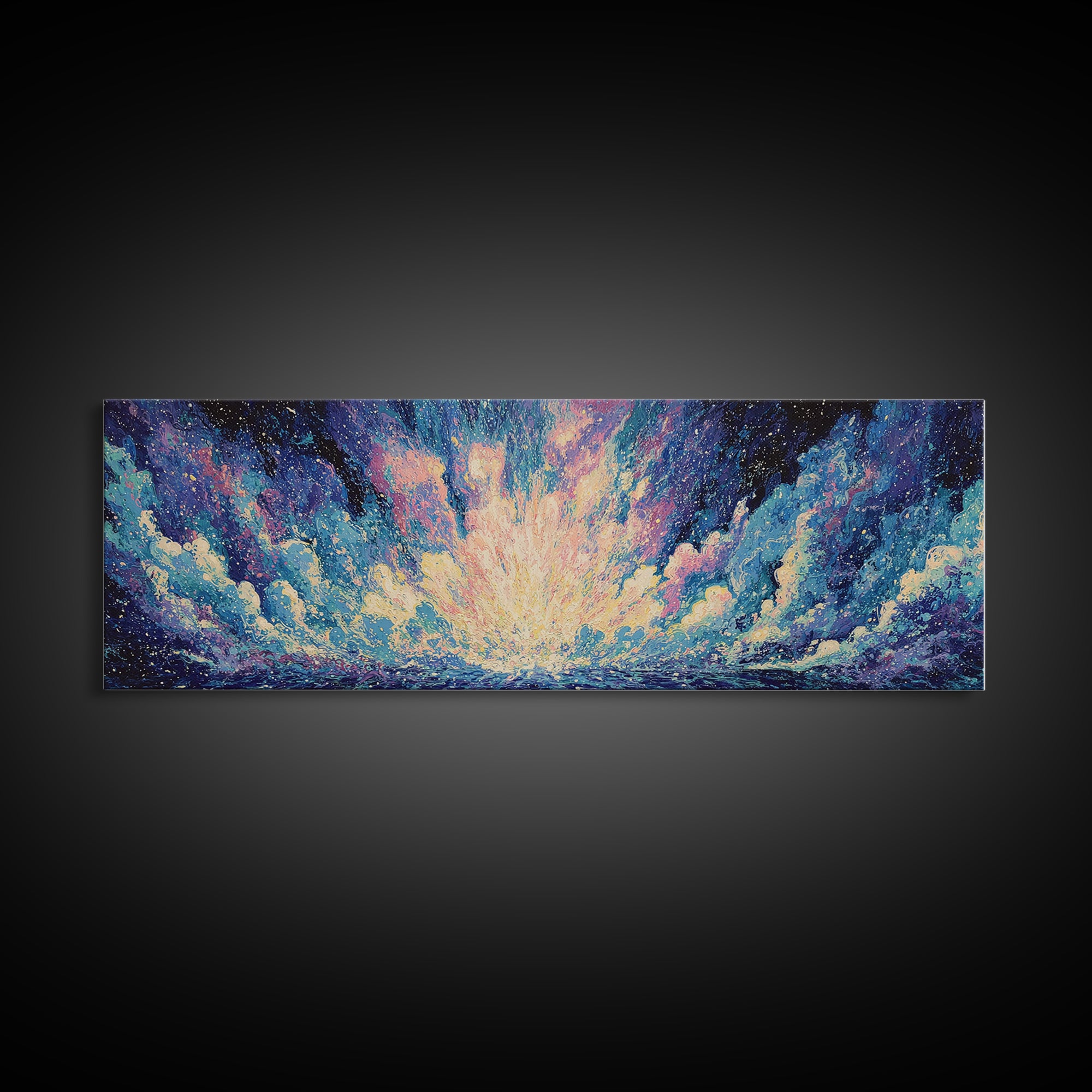 Cosmic Blue Ocean Sky Canvas Print, Abstract Wall Art, Dreamy Wall Art, Modern Canvas Art, Nature Scene Art, Bedroom Decor