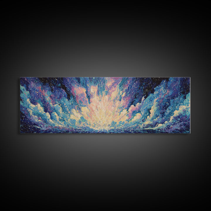 Cosmic Blue Ocean Sky Canvas Print, Abstract Wall Art, Dreamy Wall Art, Modern Canvas Art, Nature Scene Art, Bedroom Decor