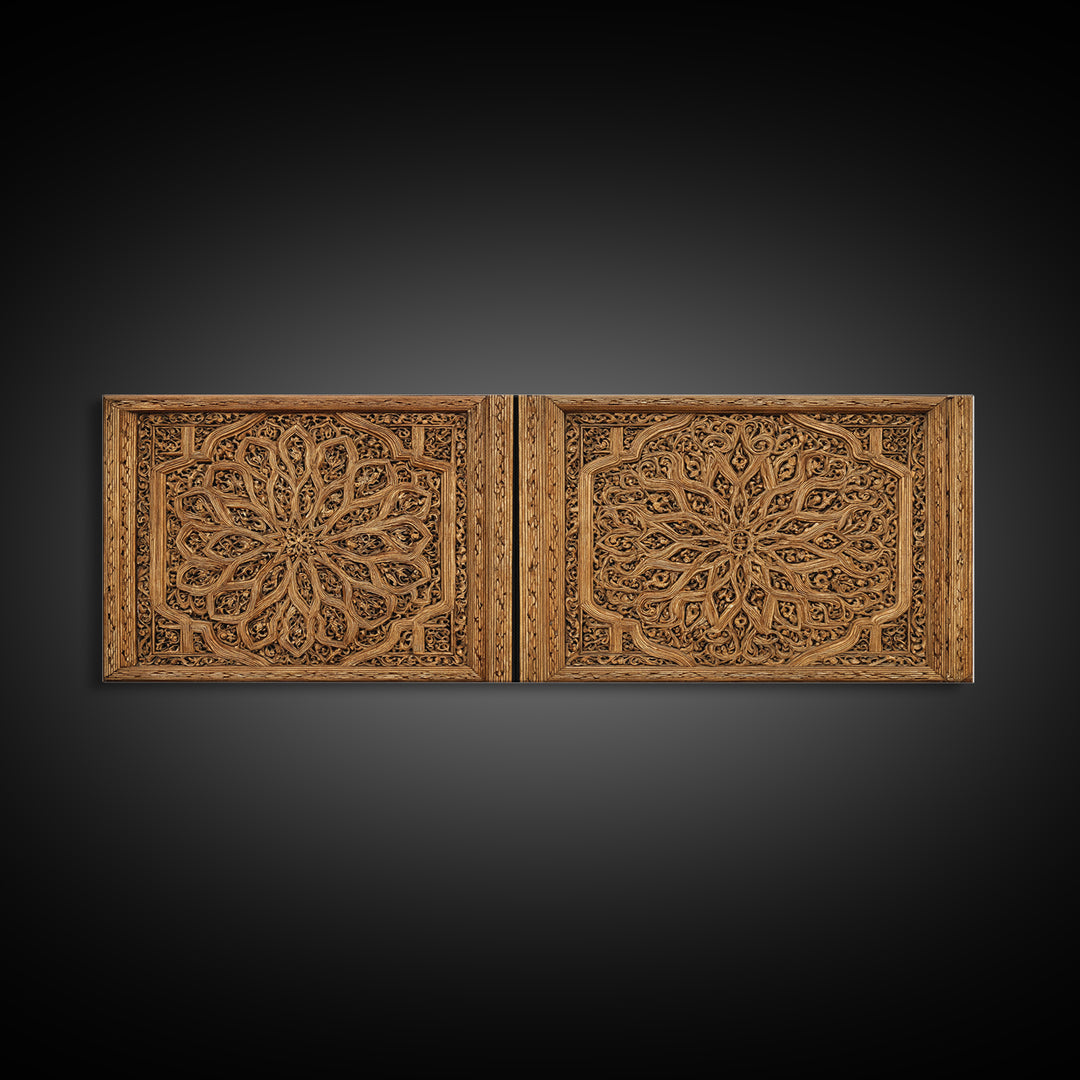 Intricate Carved Floral Panel Framed Canvas Print, African Home Decor, Textured Art Print, Elegant Home Decor, Statement Wall Art