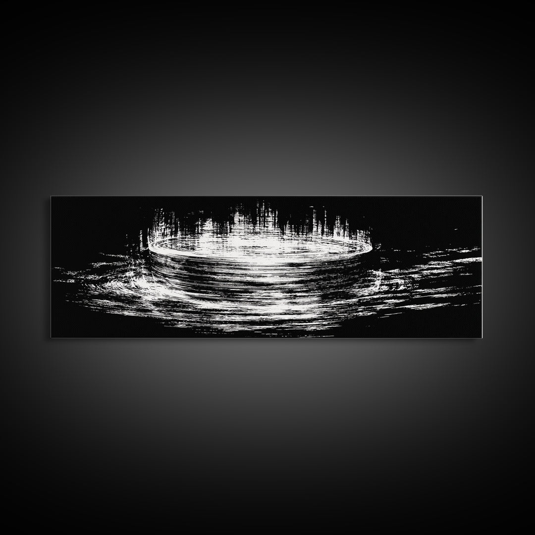 Black And White Lunar Water Ripple Wall Art, Minimalist Abstract Art, Modern Canvas Print, Meditation Room Decor, Dreamy Home Decor