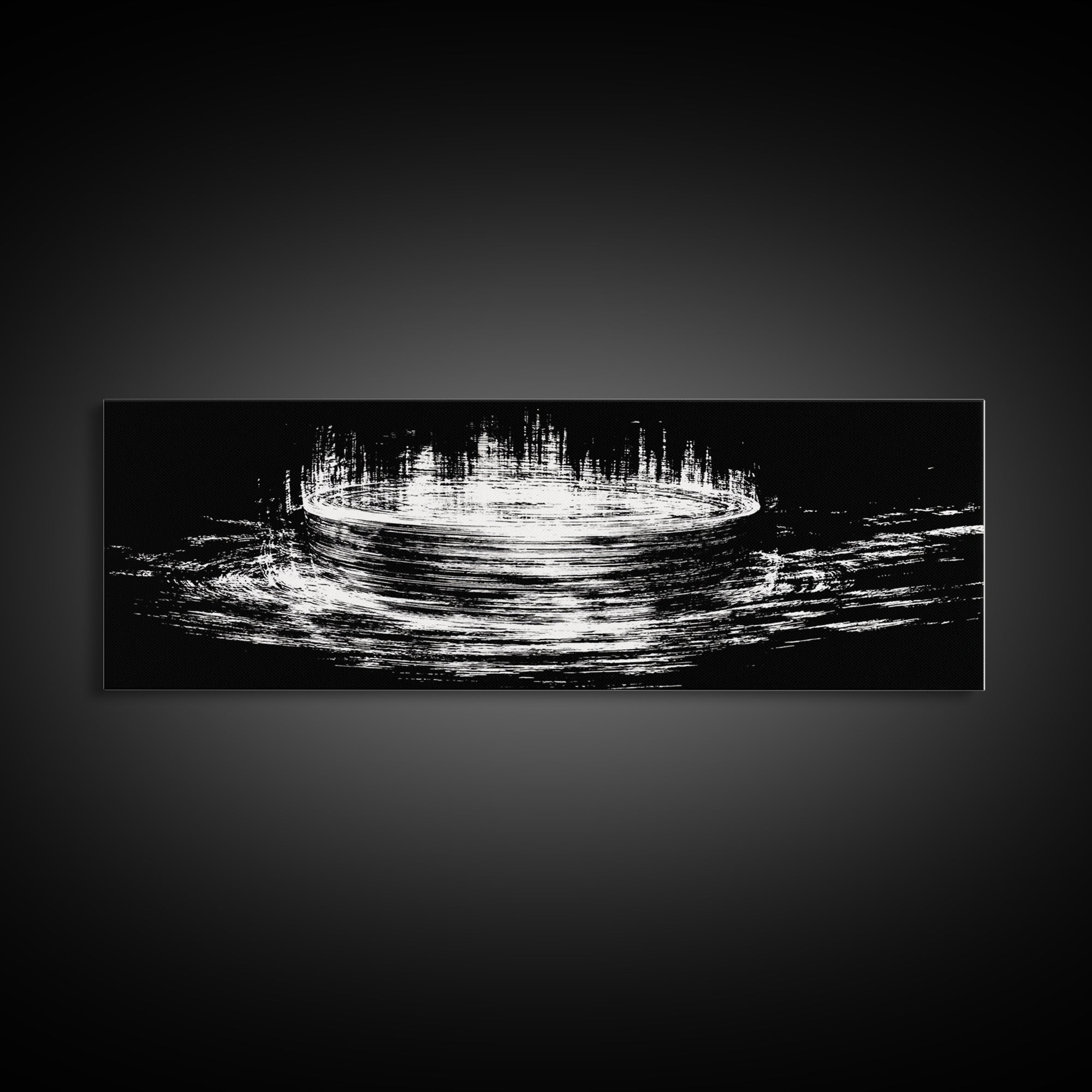 Black And White Lunar Water Ripple Wall Art, Minimalist Abstract Art, Modern Canvas Print, Meditation Room Decor, Dreamy Home Decor