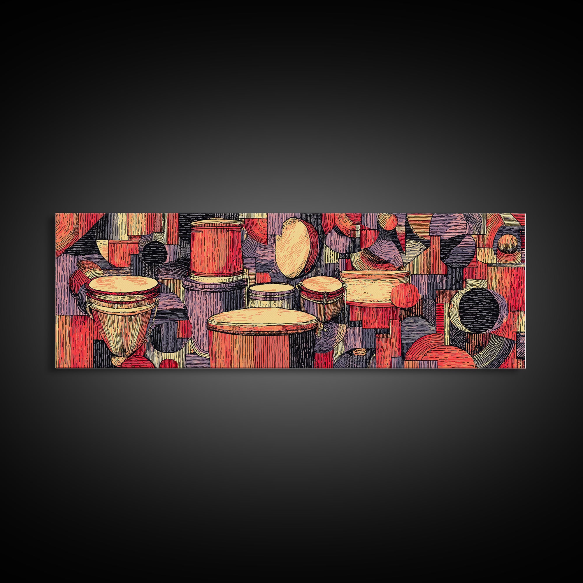 Vibrant African Drums And Tribal Percussion Wall Art, Afrocentric Music Decor, Cultural African Art Print For Living Room