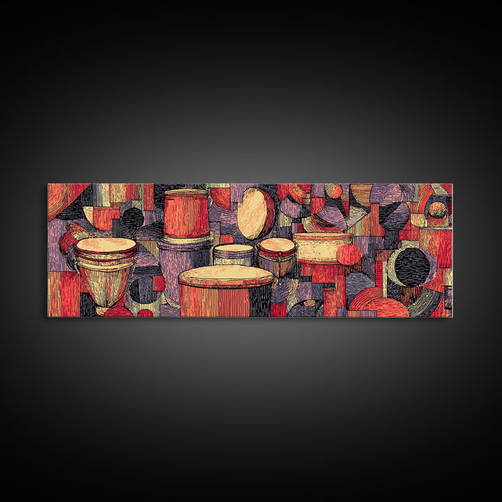Vibrant African Drums And Tribal Percussion Wall Art, Afrocentric Music Decor, Cultural African Art Print For Living Room