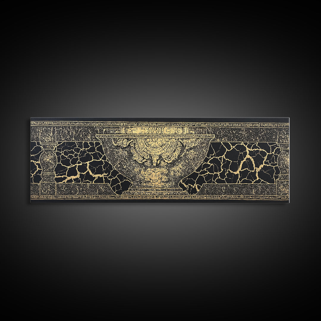 Black Gold Ancient Vessel Pattern Wall Art, Abstract Art, Luxury Canvas Art, Elegant Home Decor, Statement Wall Decor, Gift For Him