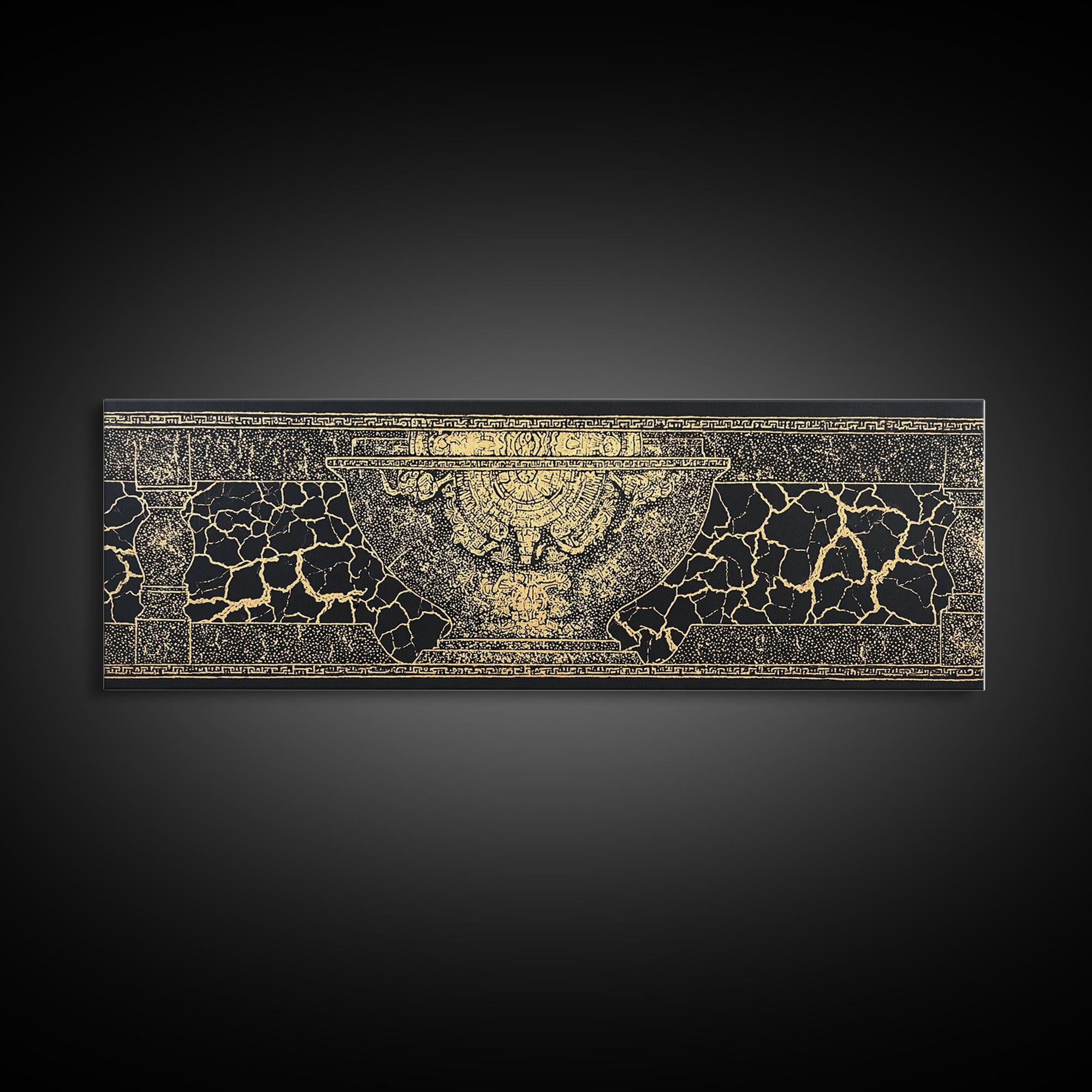 Black Gold Ancient Vessel Pattern Wall Art, Abstract Art, Luxury Canvas Art, Elegant Home Decor, Statement Wall Decor, Gift For Him