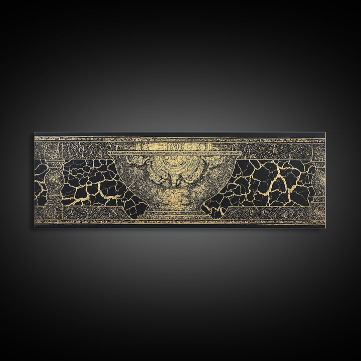 Black Gold Ancient Vessel Pattern Wall Art, Abstract Art, Luxury Canvas Art, Elegant Home Decor, Statement Wall Decor, Gift For Him