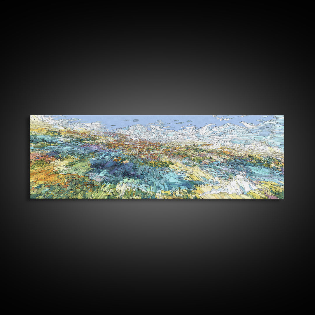 Wind Swept Abstract Coastal Fields Wall Art, Modern African Art Print, Textured Landscape Decor, Dreamy Panoramic Canvas