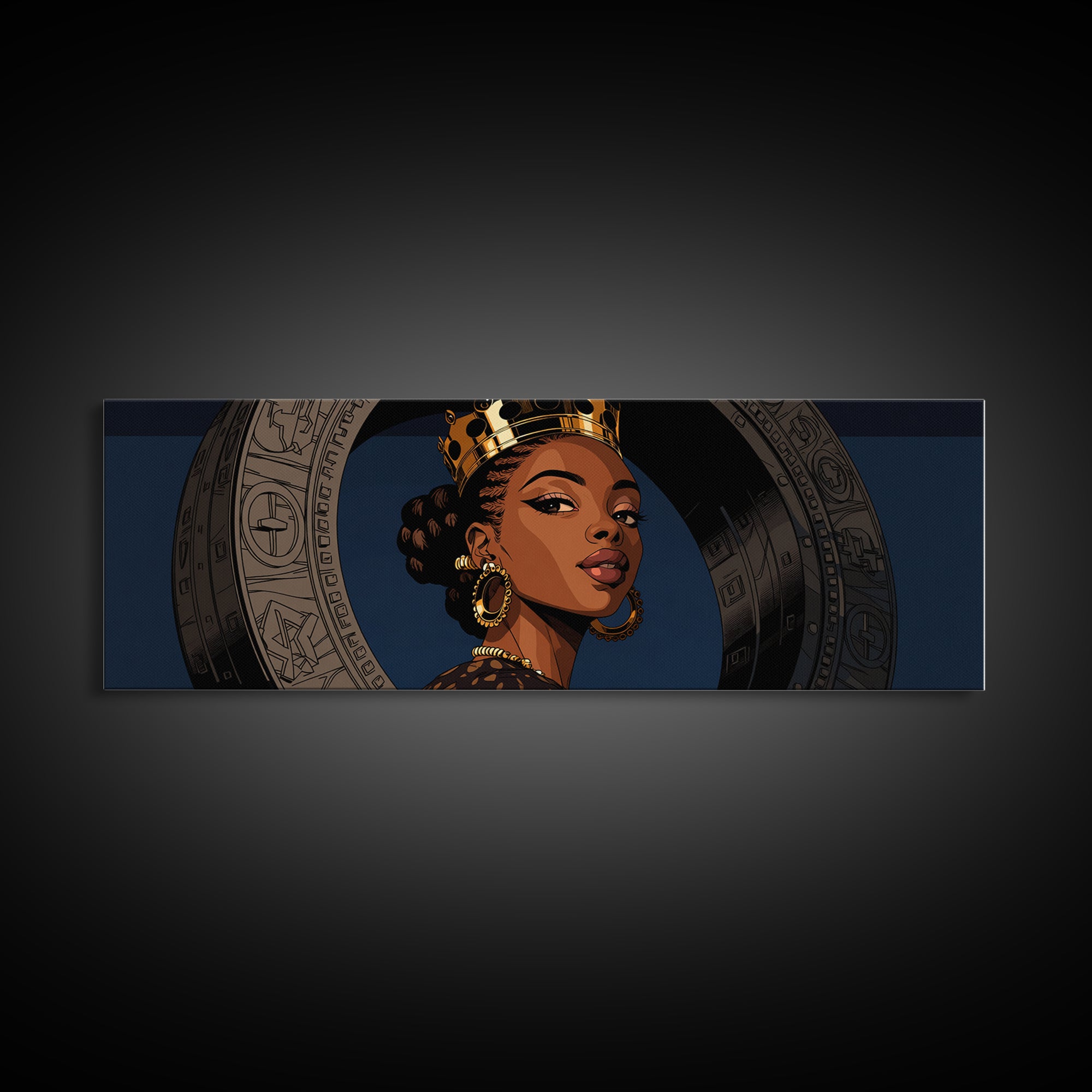 Regal African Queen Portrait With Crown, Afrocentric Wall Art, Black Woman Canvas Print, African American Art Decor Gift