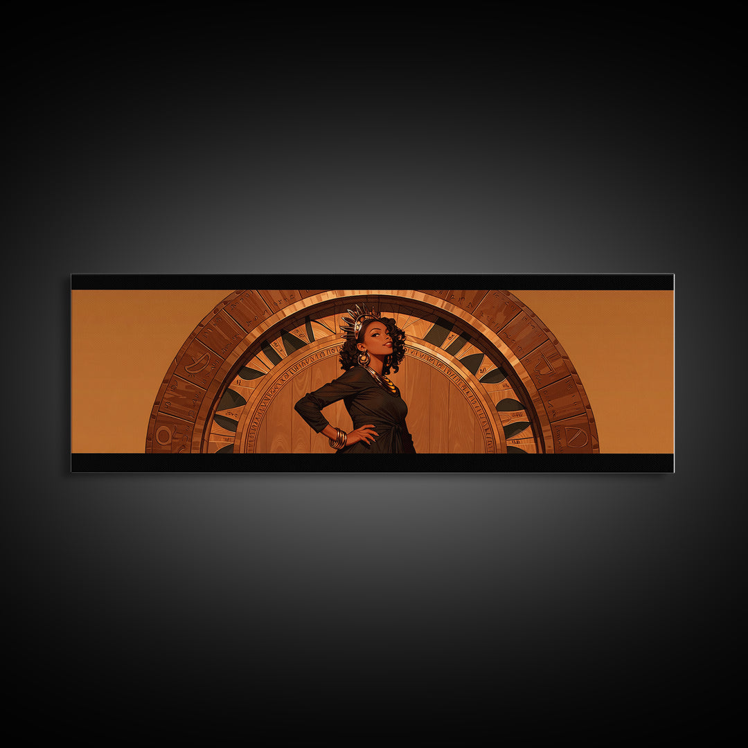 Elegant Black Woman Portrait In Orange Arch, African American Art Wall Art, Fashion Canvas Print, Stylish Home Decor Gift