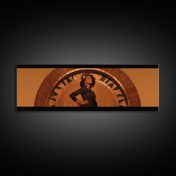 Elegant Black Woman Portrait In Orange Arch, African American Art Wall Art, Fashion Canvas Print, Stylish Home Decor Gift
