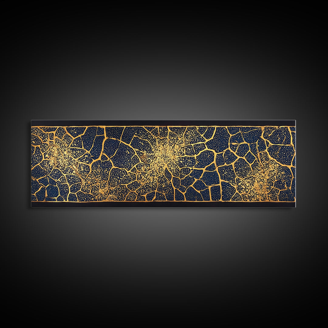Black Gold Abstract Crackle Pattern Wall Art, African Abstract Canvas Print, Geometric Luxury Decor, Textured Art Print Gift