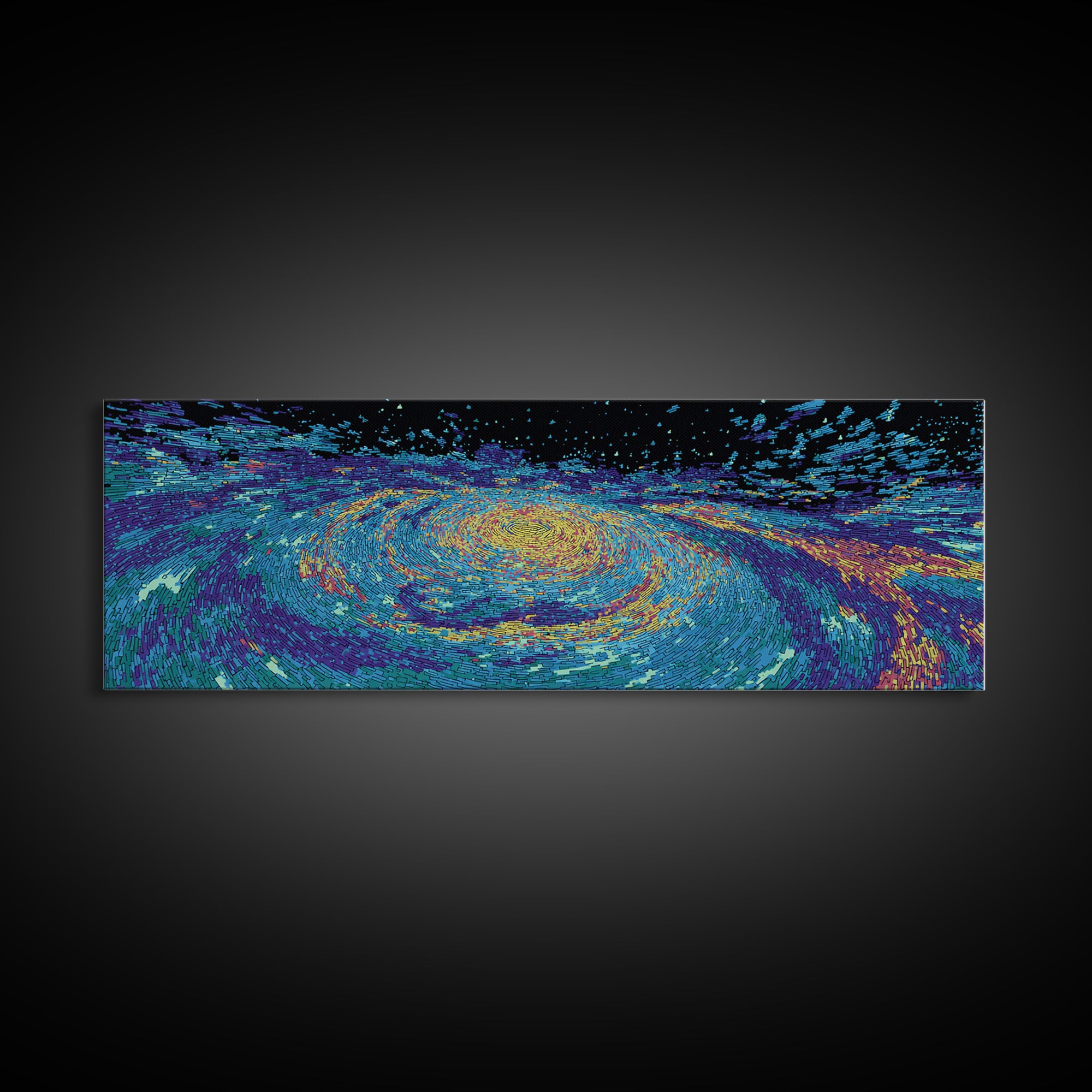 Vibrant Blue Spiral Galaxy And Starfield Canvas Print, Abstract Wall Art, Modern Cosmic Decor, Colorful Living Room Art Print