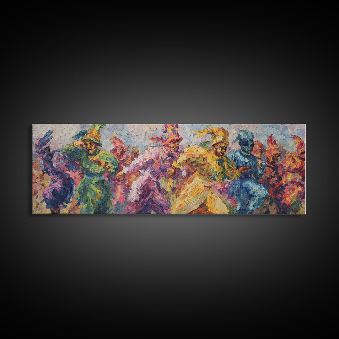 Vibrant African Dancers In Colorful Abstract Movement Framed Canvas Print, African Painting, Black Art, Statement Wall Art
