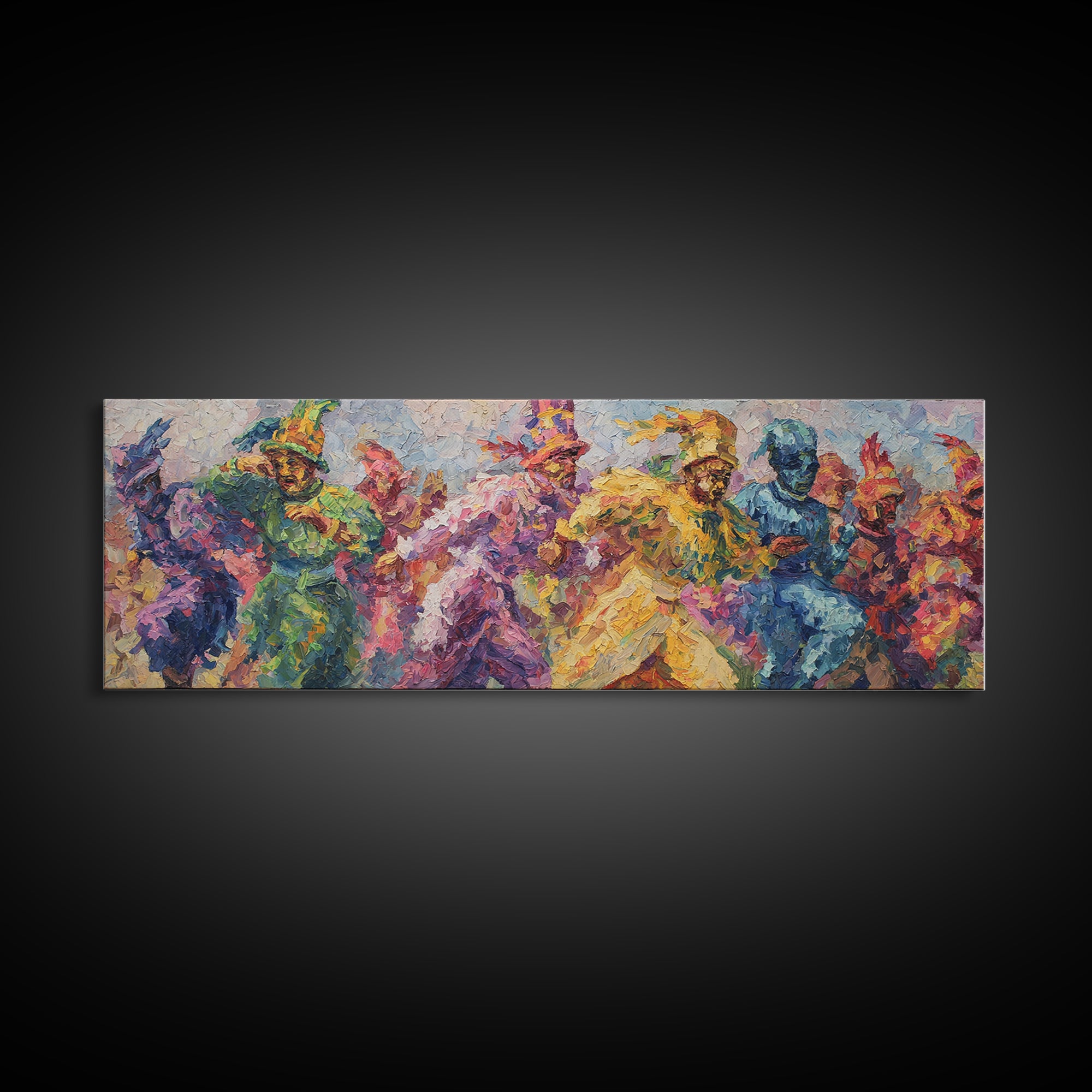 Vibrant African Dancers In Colorful Abstract Movement Framed Canvas Print, African Painting, Black Art, Statement Wall Art