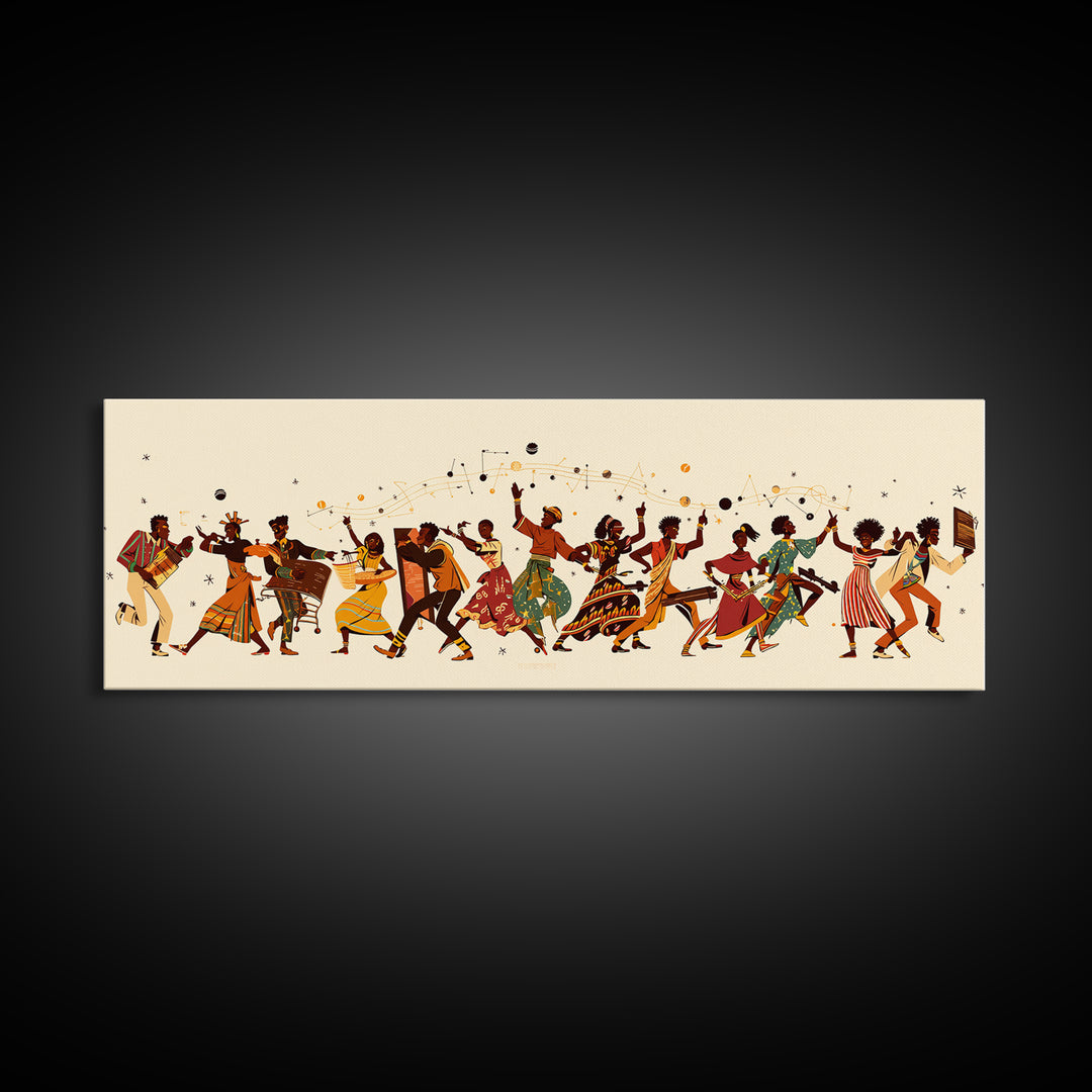 Joyful African Celebration Dancers Canvas Print, Afrocentric Wall Art, Black Women Art, Cultural Home Decor, Festive Gift