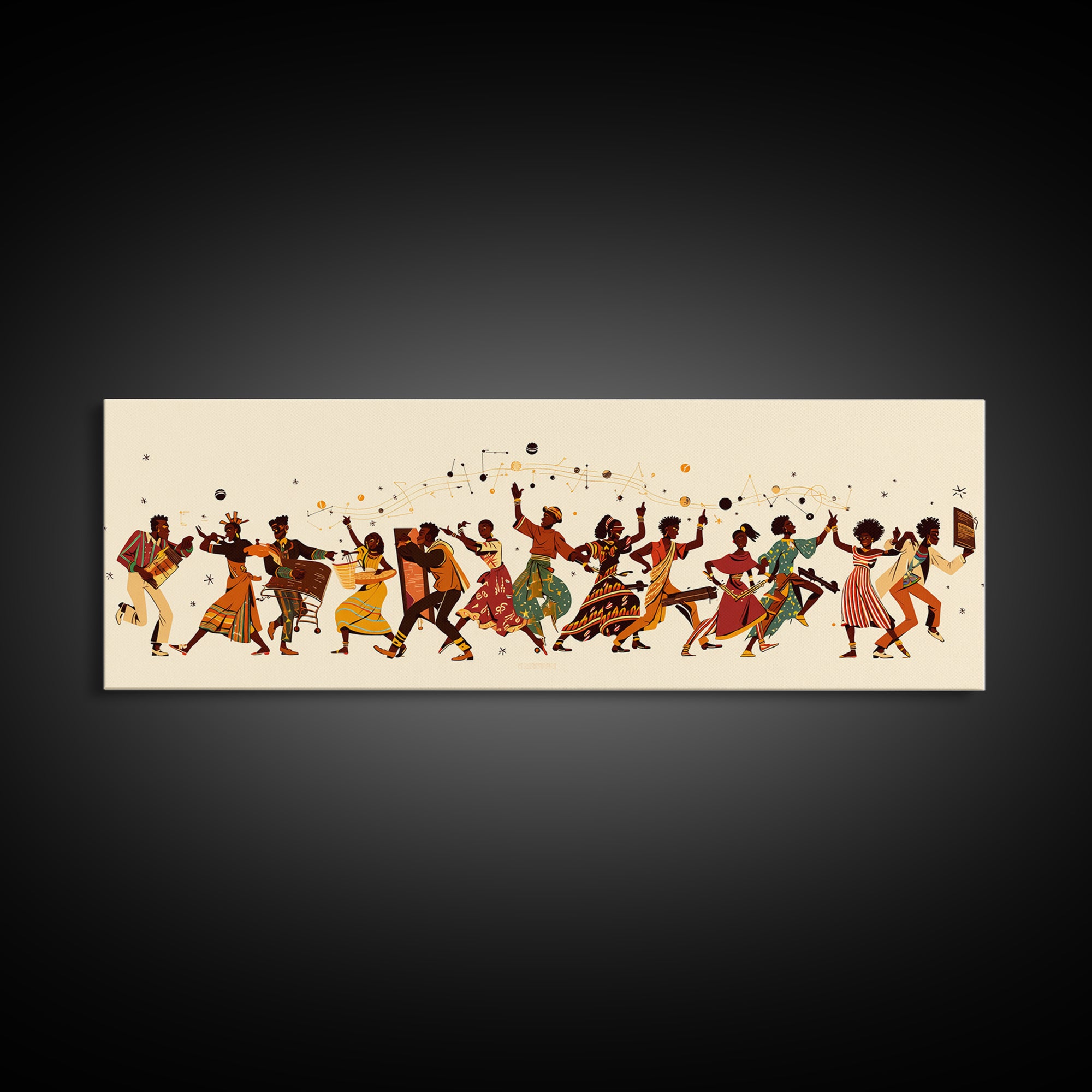 Joyful African Celebration Dancers Canvas Print, Afrocentric Wall Art, Black Women Art, Cultural Home Decor, Festive Gift